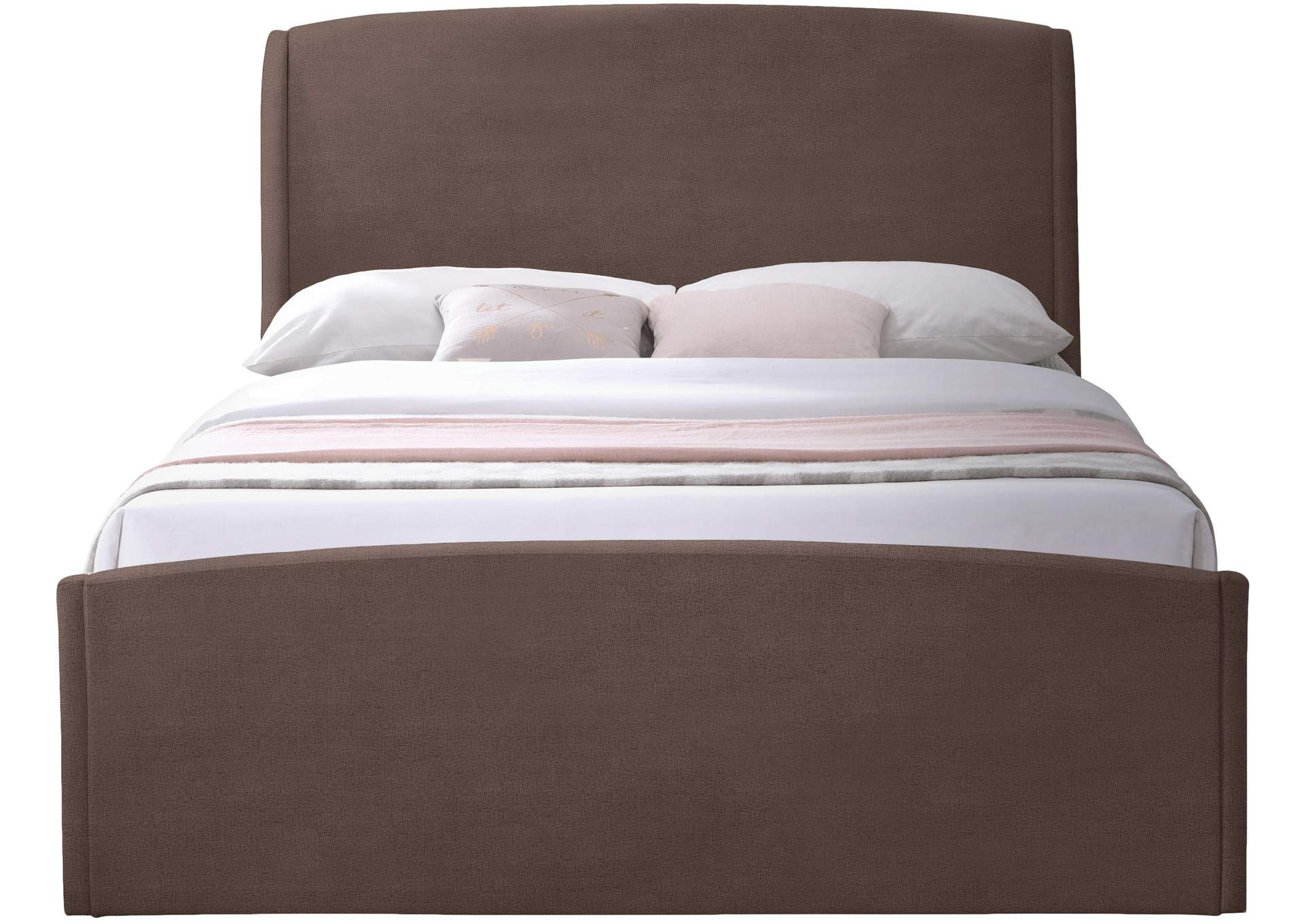 Twin Brown Velvet Queen Bed (3 Boxes),Meridian Furniture