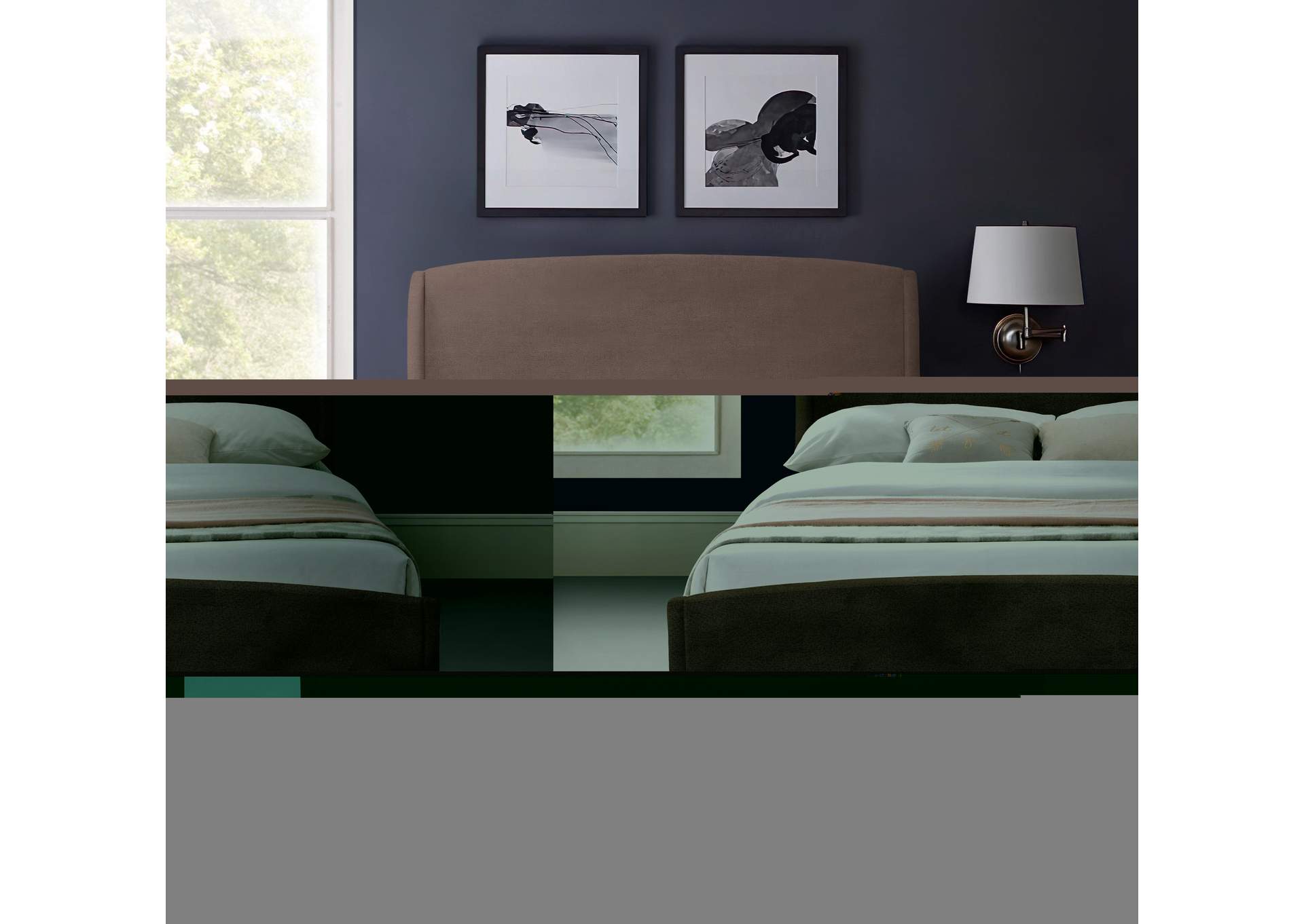 Twin Brown Velvet Queen Bed (3 Boxes),Meridian Furniture