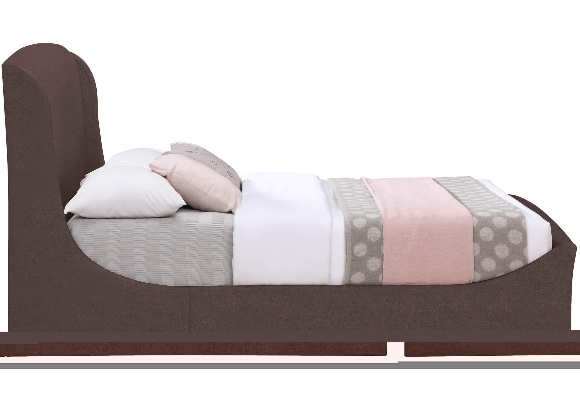 Twin Brown Velvet Queen Bed (3 Boxes),Meridian Furniture