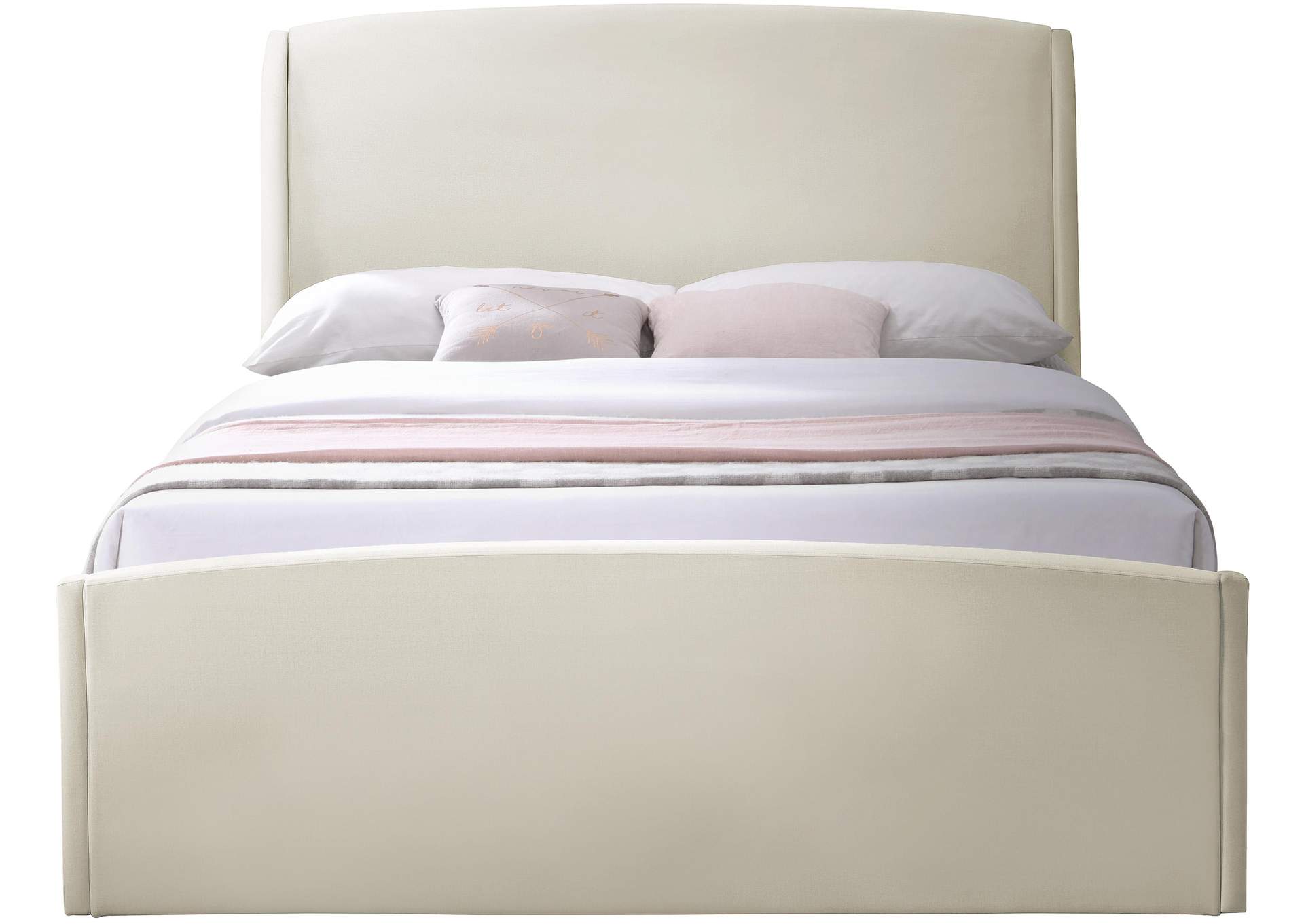 Twin Cream Velvet King Bed (3 Boxes),Meridian Furniture