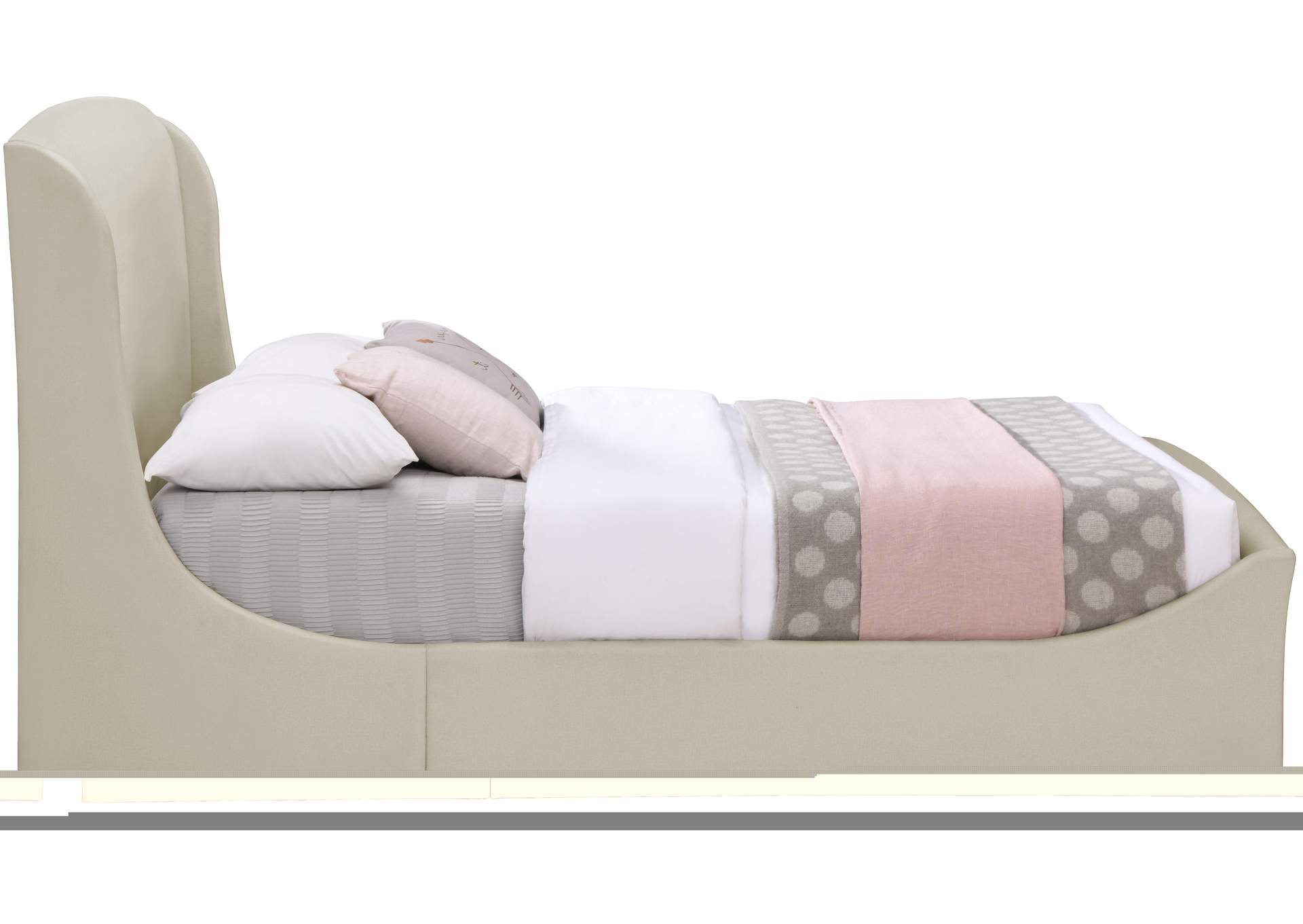 Twin Cream Velvet King Bed (3 Boxes),Meridian Furniture