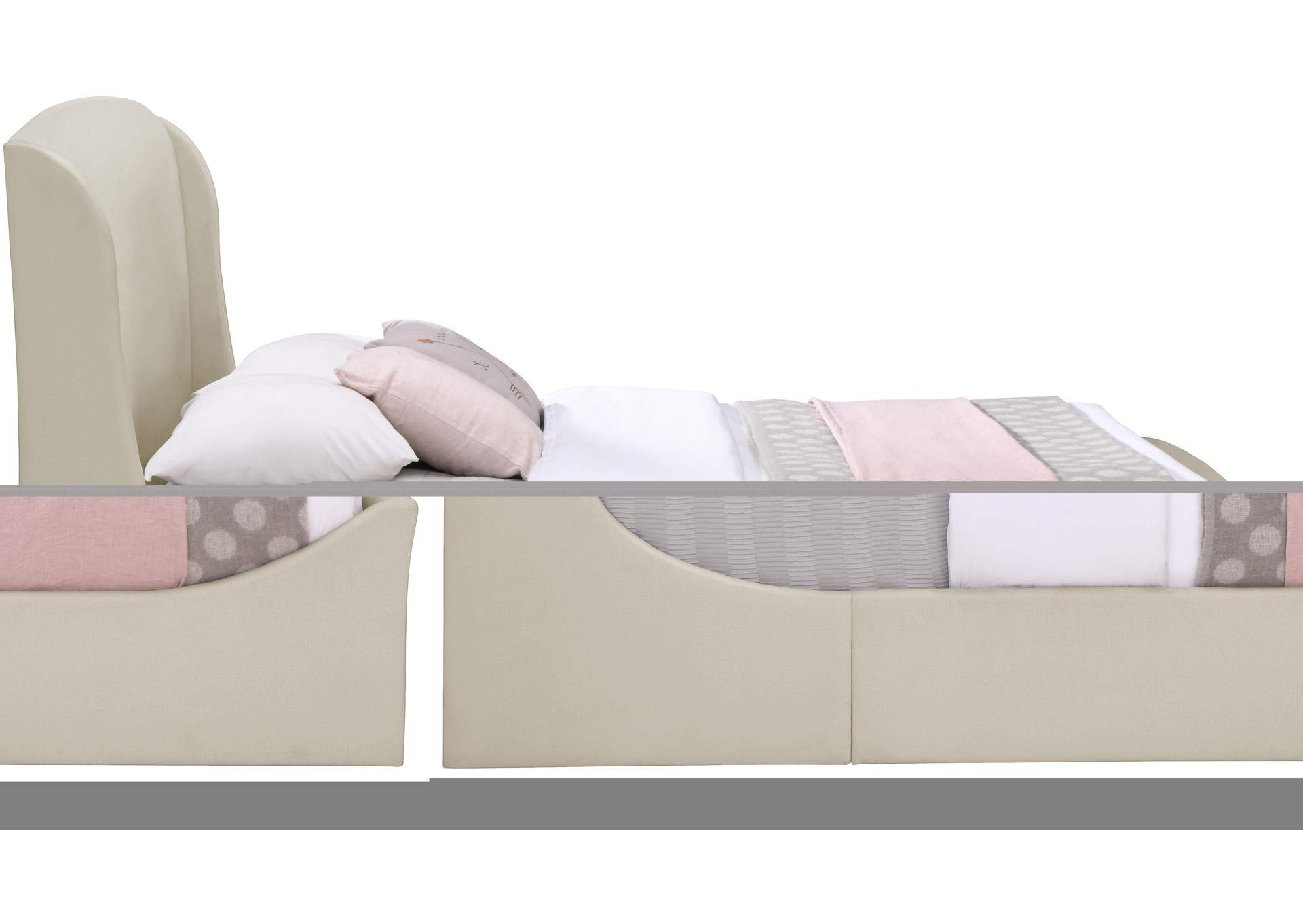 Twin Cream Velvet Queen Bed (3 Boxes),Meridian Furniture
