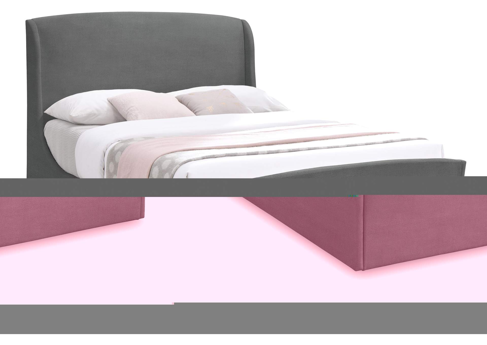 Twin Grey Velvet King Bed (3 Boxes),Meridian Furniture