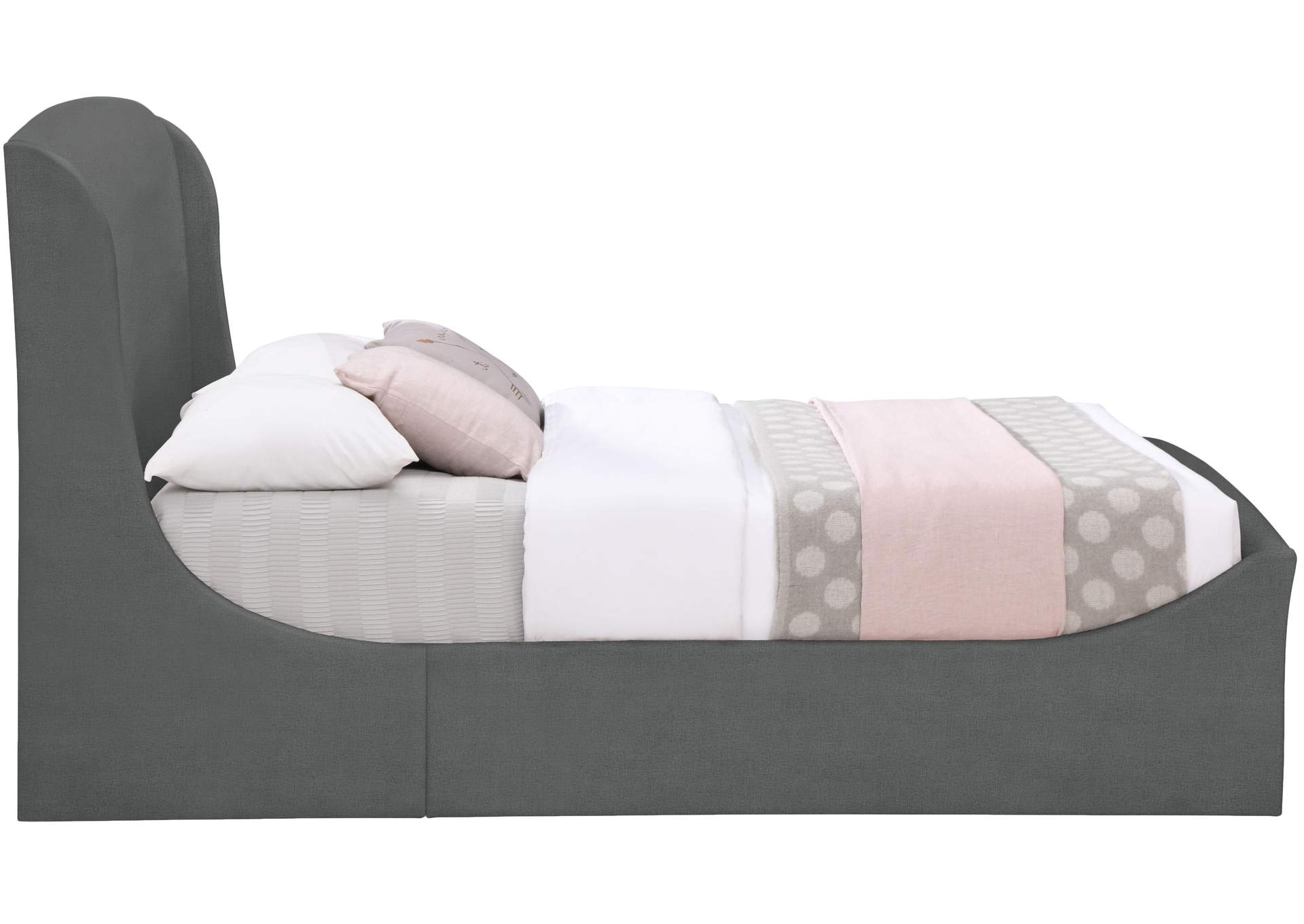 Twin Grey Velvet King Bed (3 Boxes),Meridian Furniture