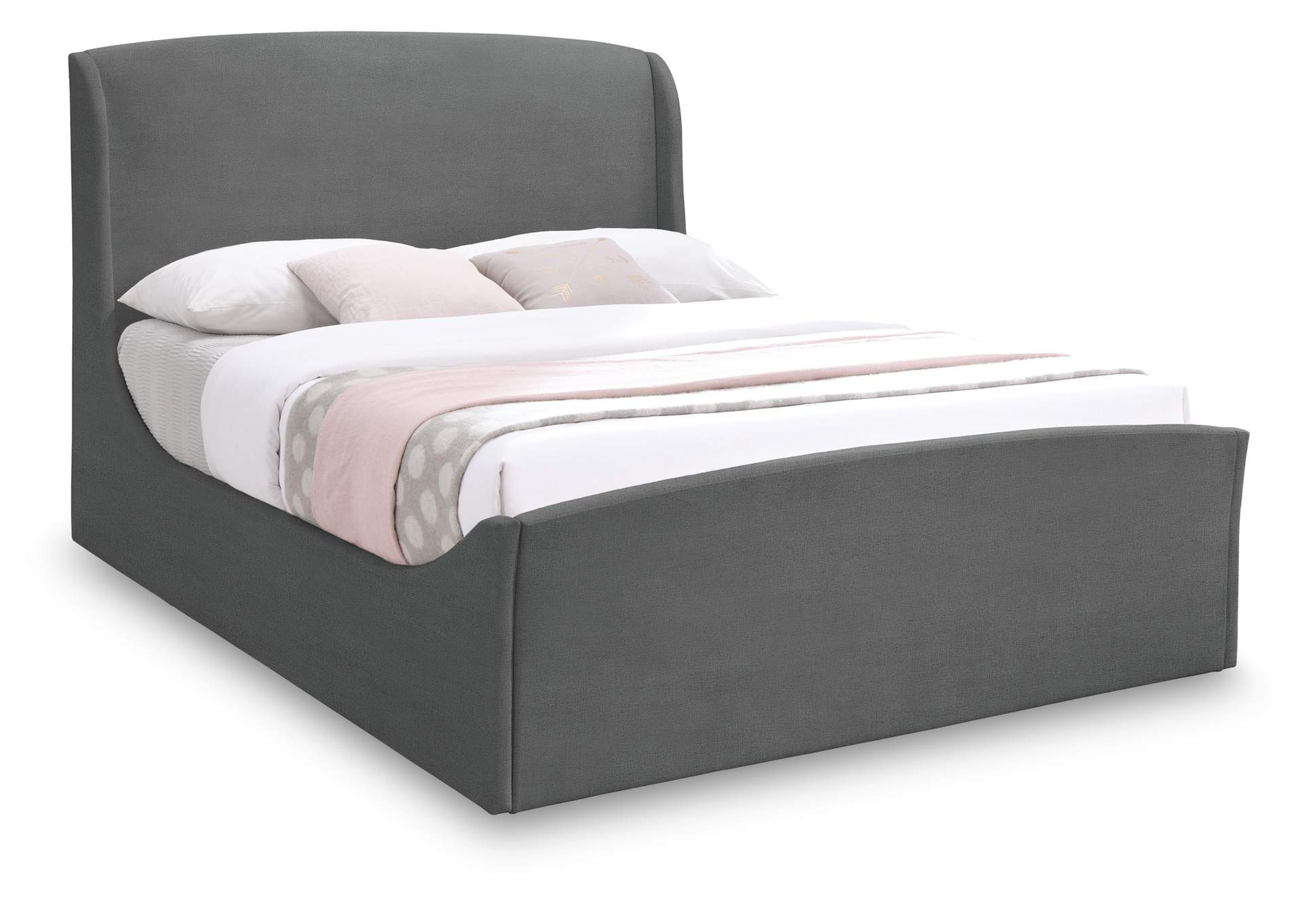Twin Grey Velvet Queen Bed (3 Boxes),Meridian Furniture