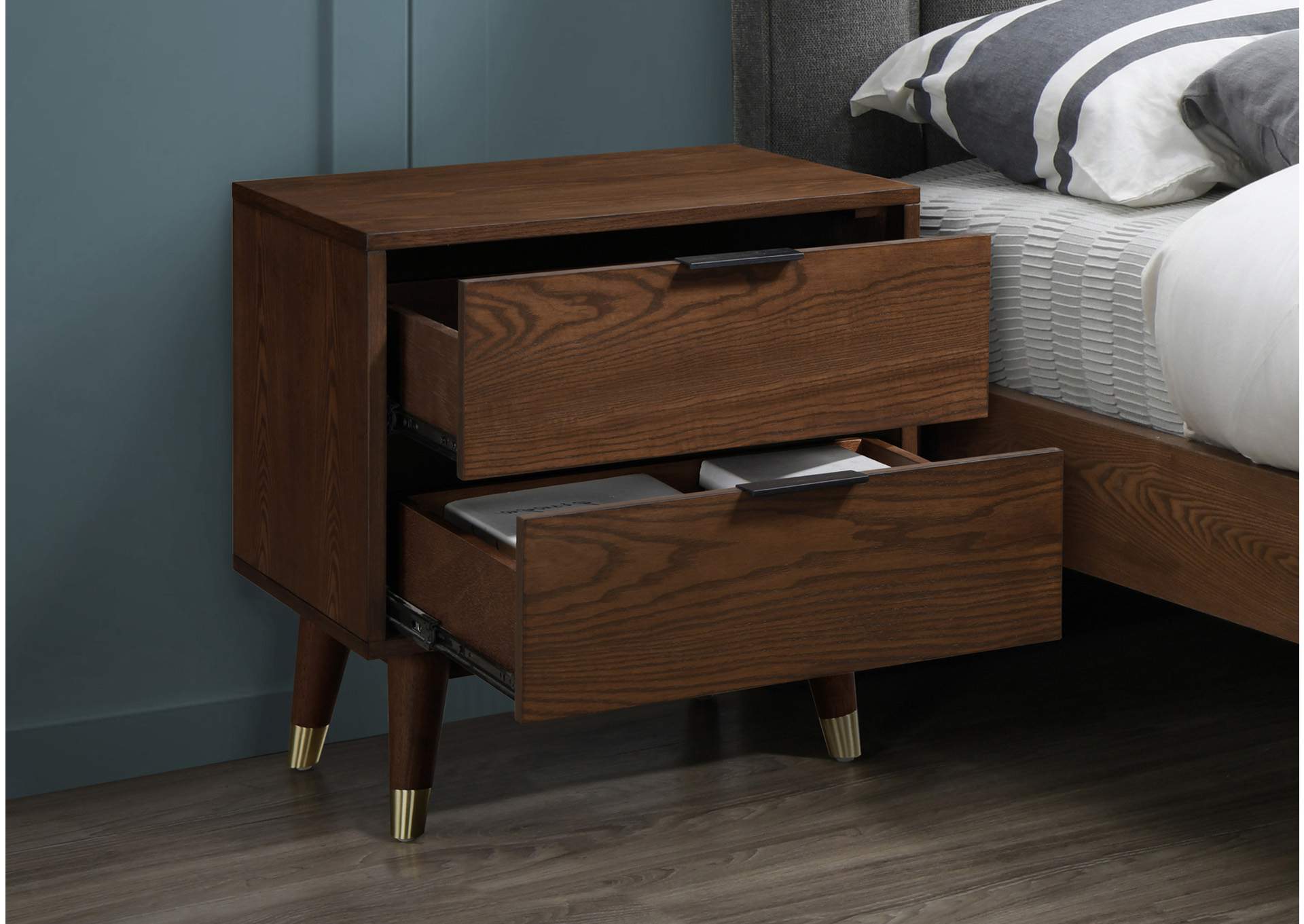 Vance Walnut Night Stand,Meridian Furniture