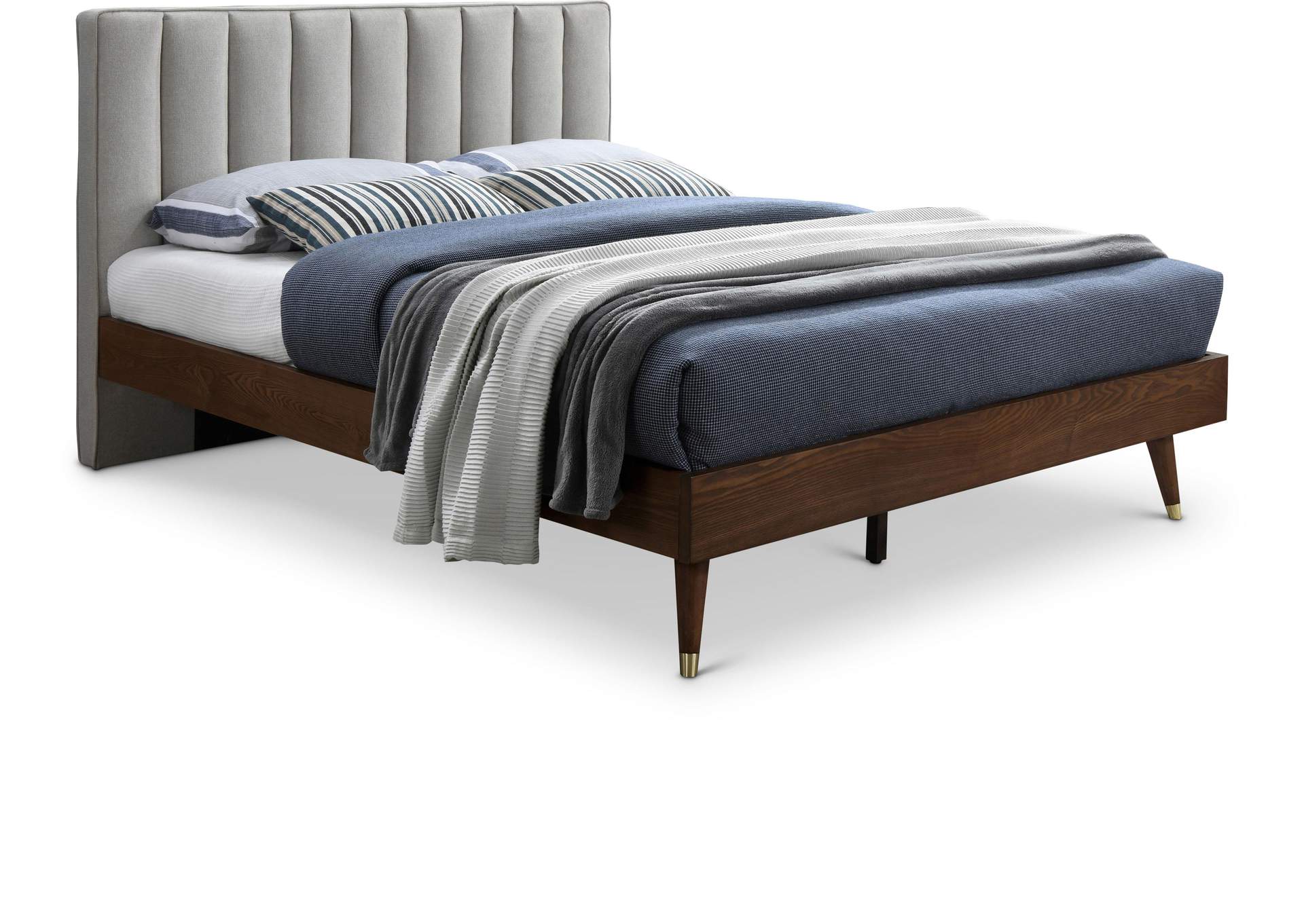Vance Beige Linen Textured Fabric King Bed (3 Boxes),Meridian Furniture