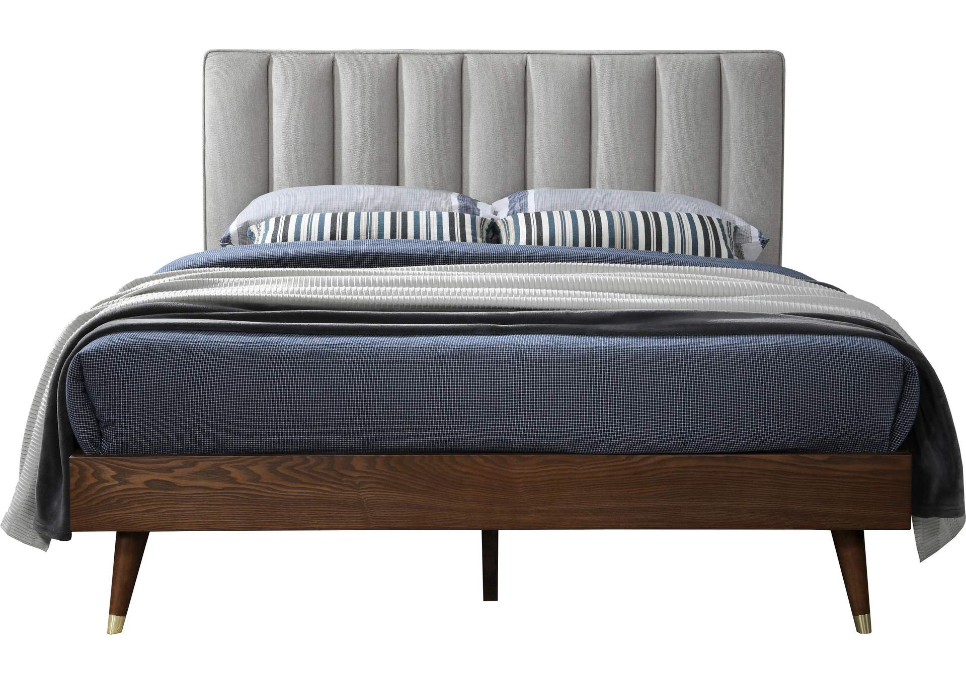 Vance Beige Linen Textured Fabric King Bed (3 Boxes),Meridian Furniture
