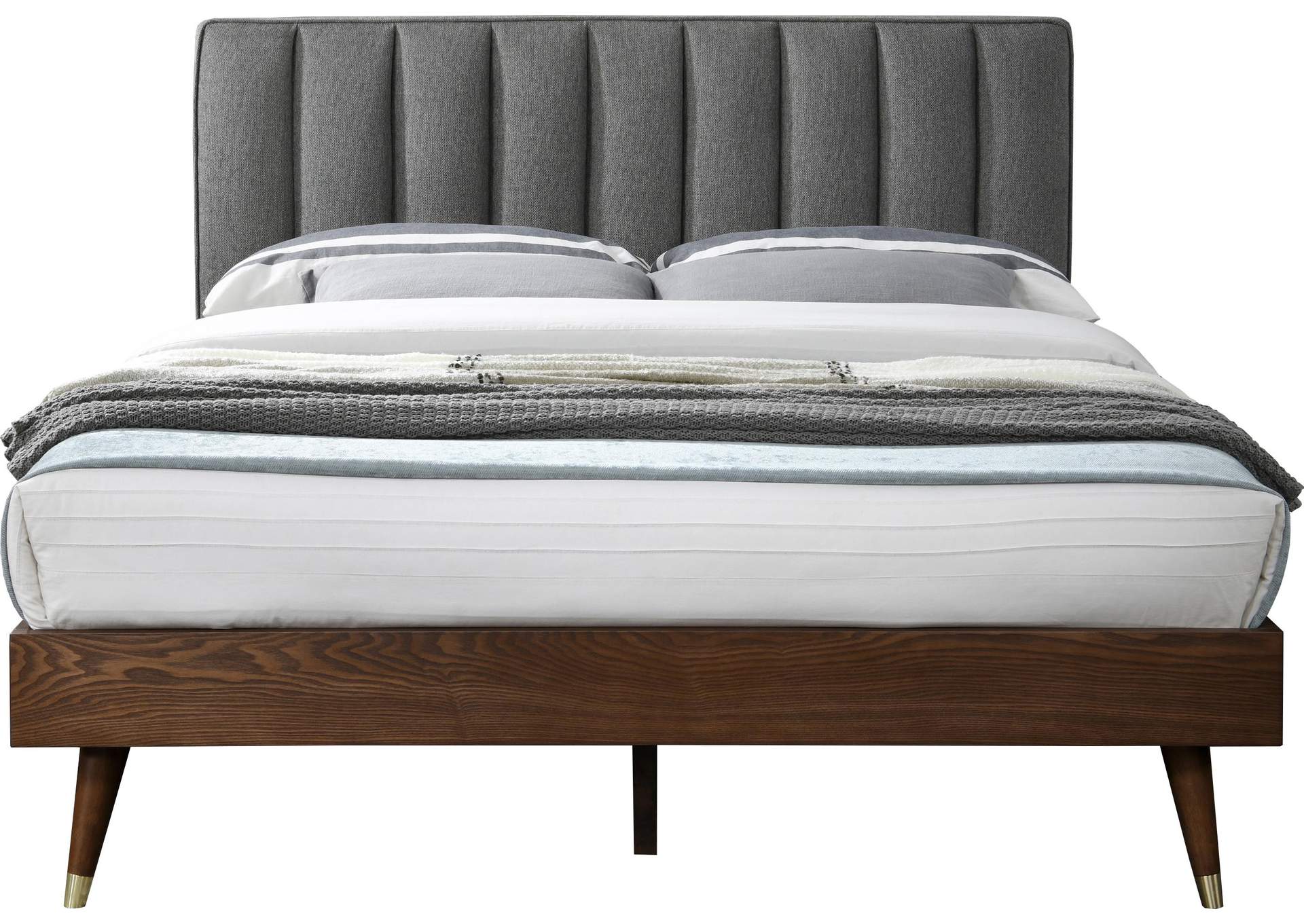 Vance Grey Linen Textured Fabric Queen Bed (3 Boxes),Meridian Furniture