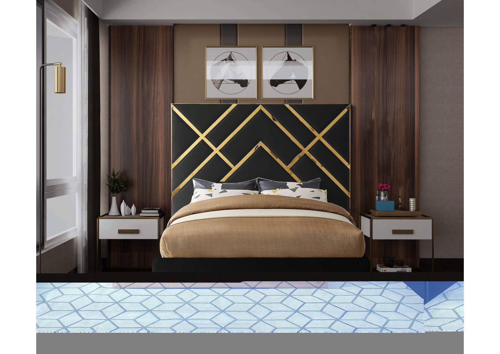 Vector Black Velvet King Bed,Meridian Furniture