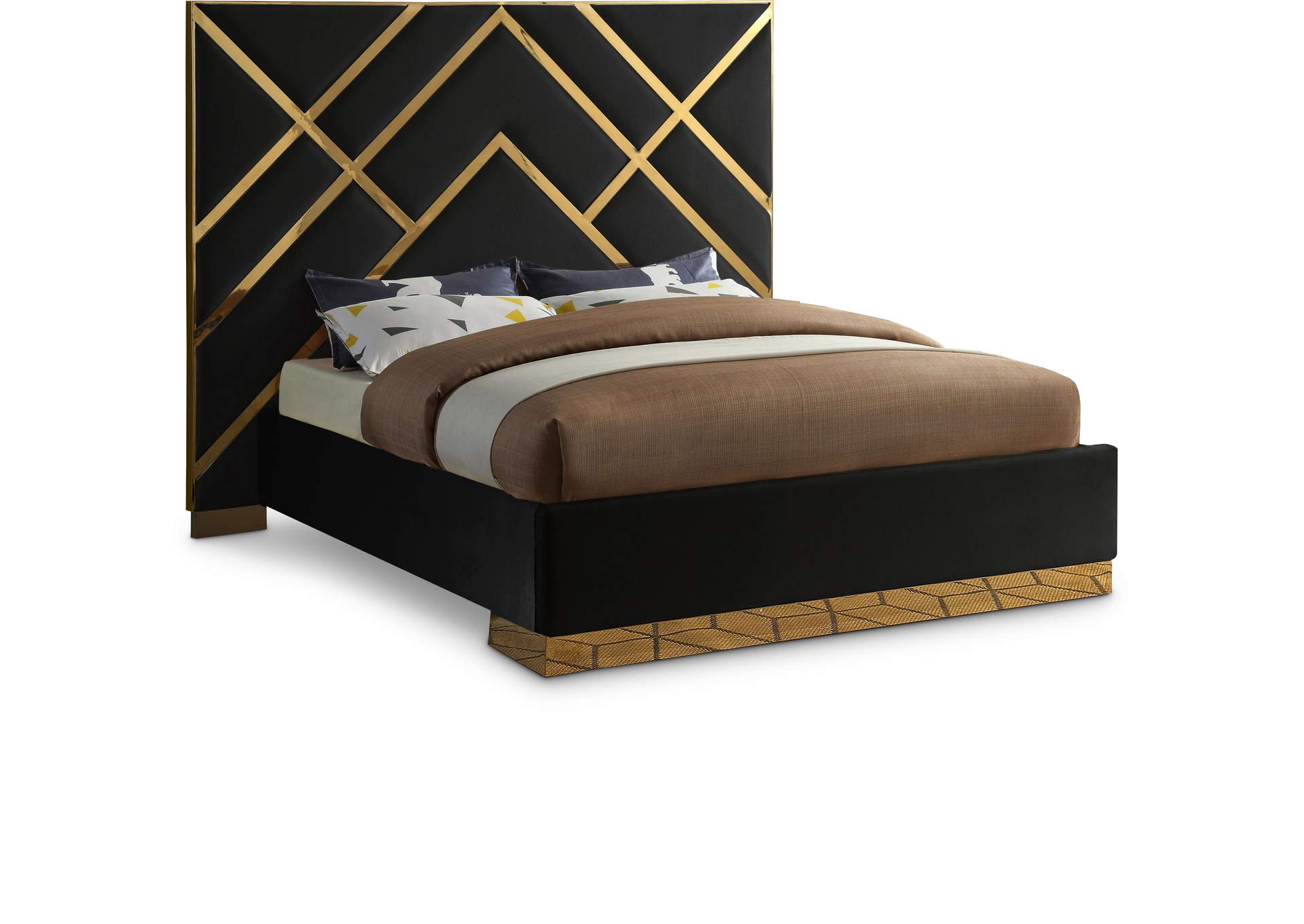 Vector Black Velvet Queen Bed,Meridian Furniture