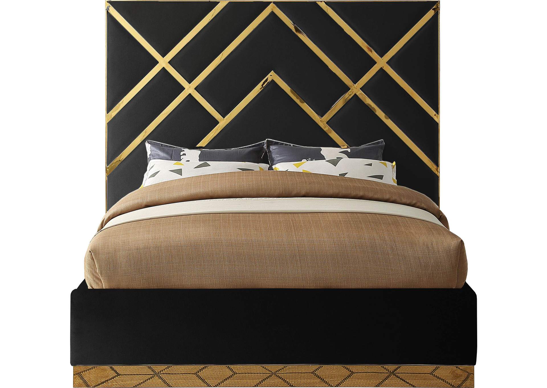 Vector Black Velvet Queen Bed,Meridian Furniture