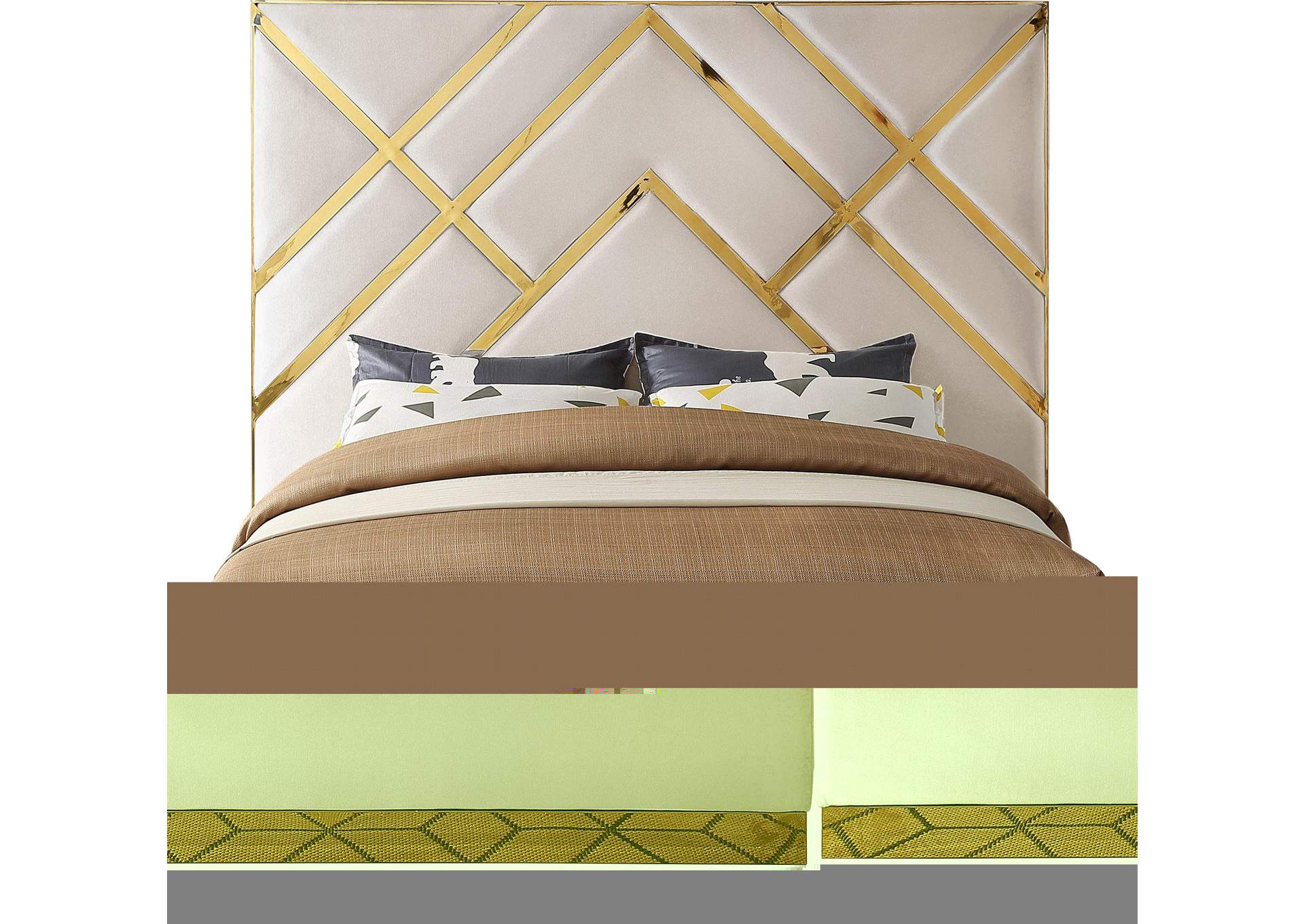 Vector Cream Velvet King Bed,Meridian Furniture
