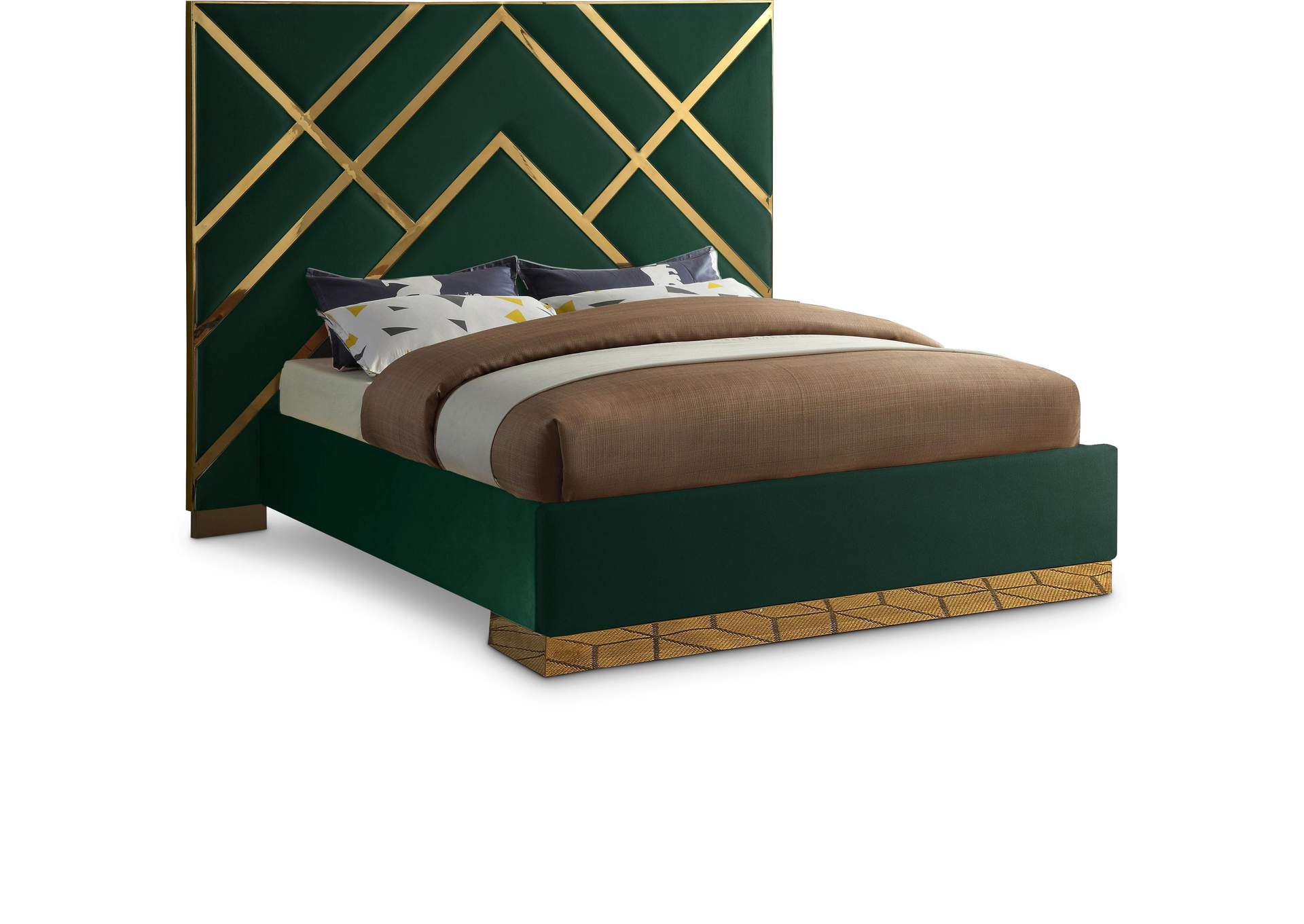 Vector Green Velvet King Bed,Meridian Furniture
