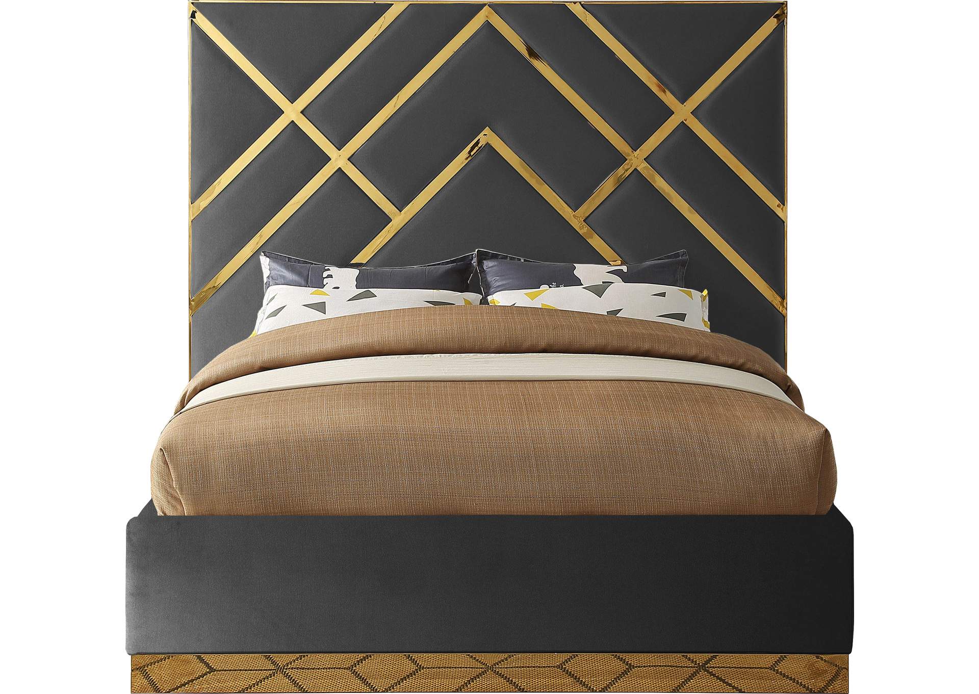 Vector Grey Velvet Queen Bed,Meridian Furniture