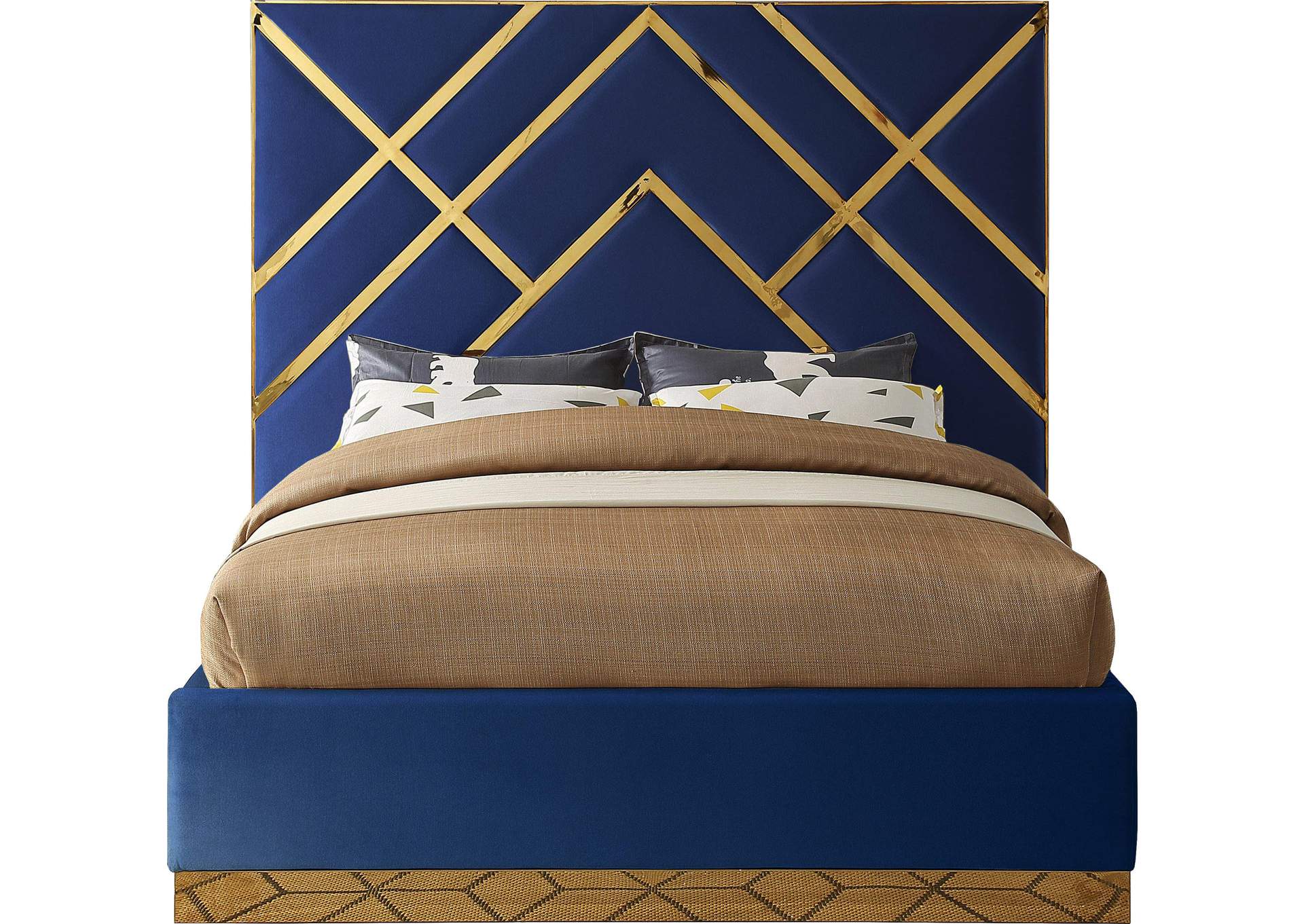 Vector Navy Velvet King Bed,Meridian Furniture
