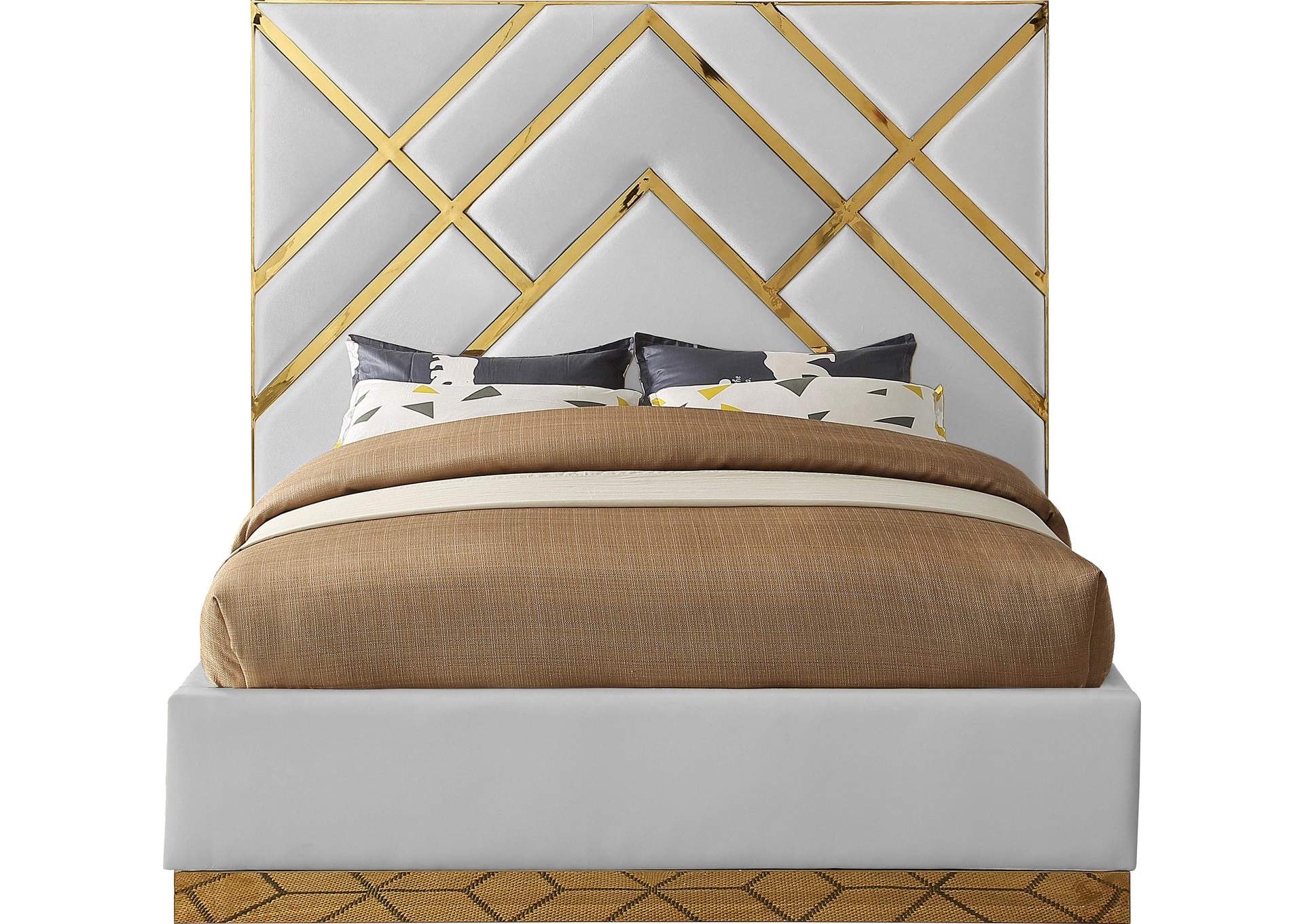 Vector White Faux Leather King Bed,Meridian Furniture
