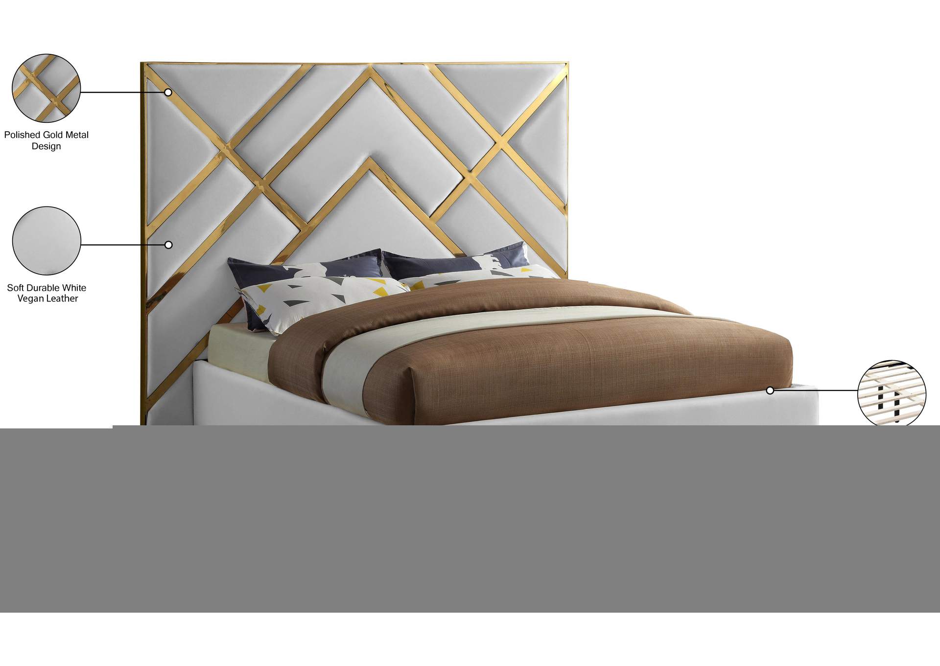 Vector White Faux Leather Queen Bed,Meridian Furniture