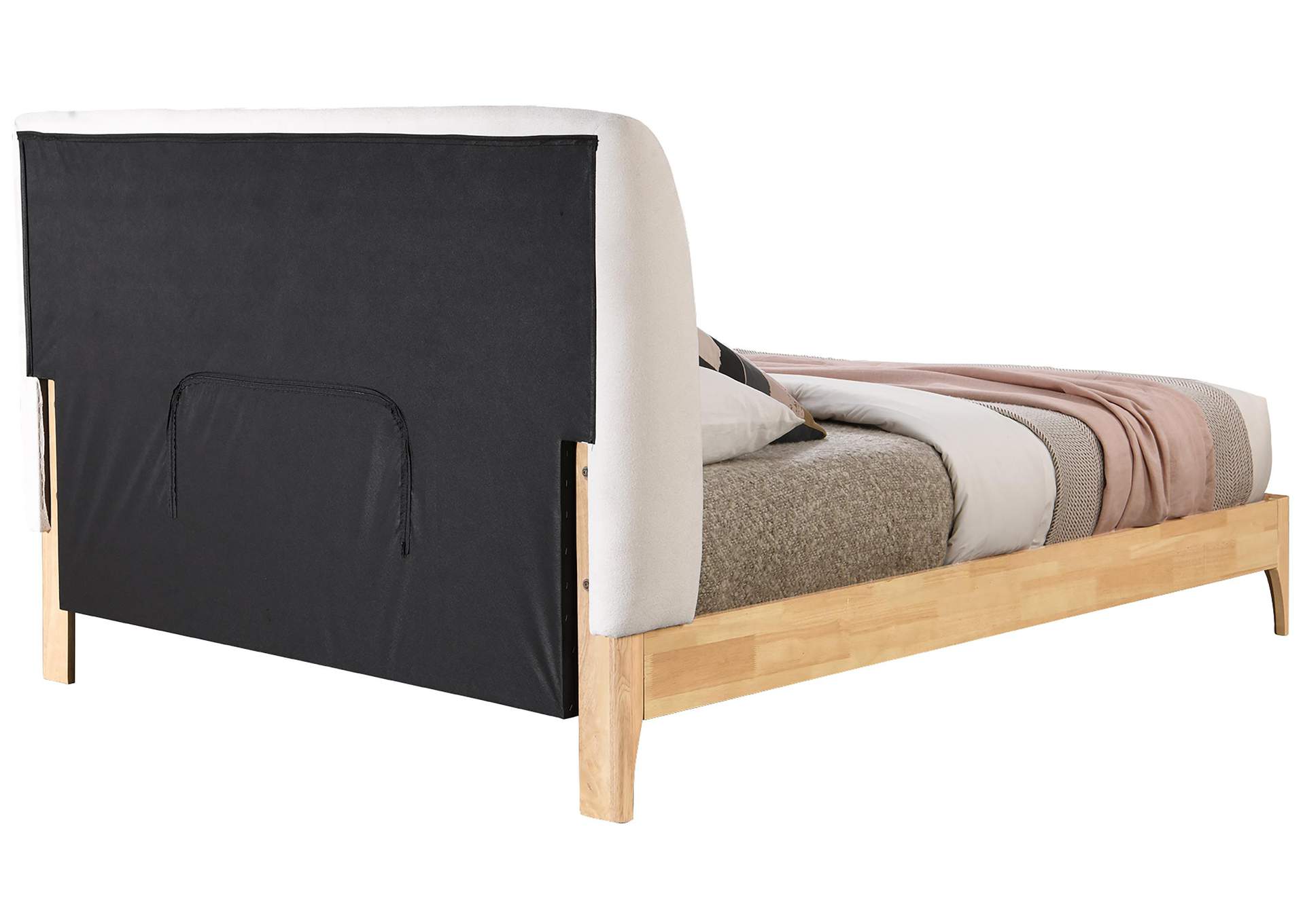 Ventura Cream Polyester Fabric King Bed,Meridian Furniture