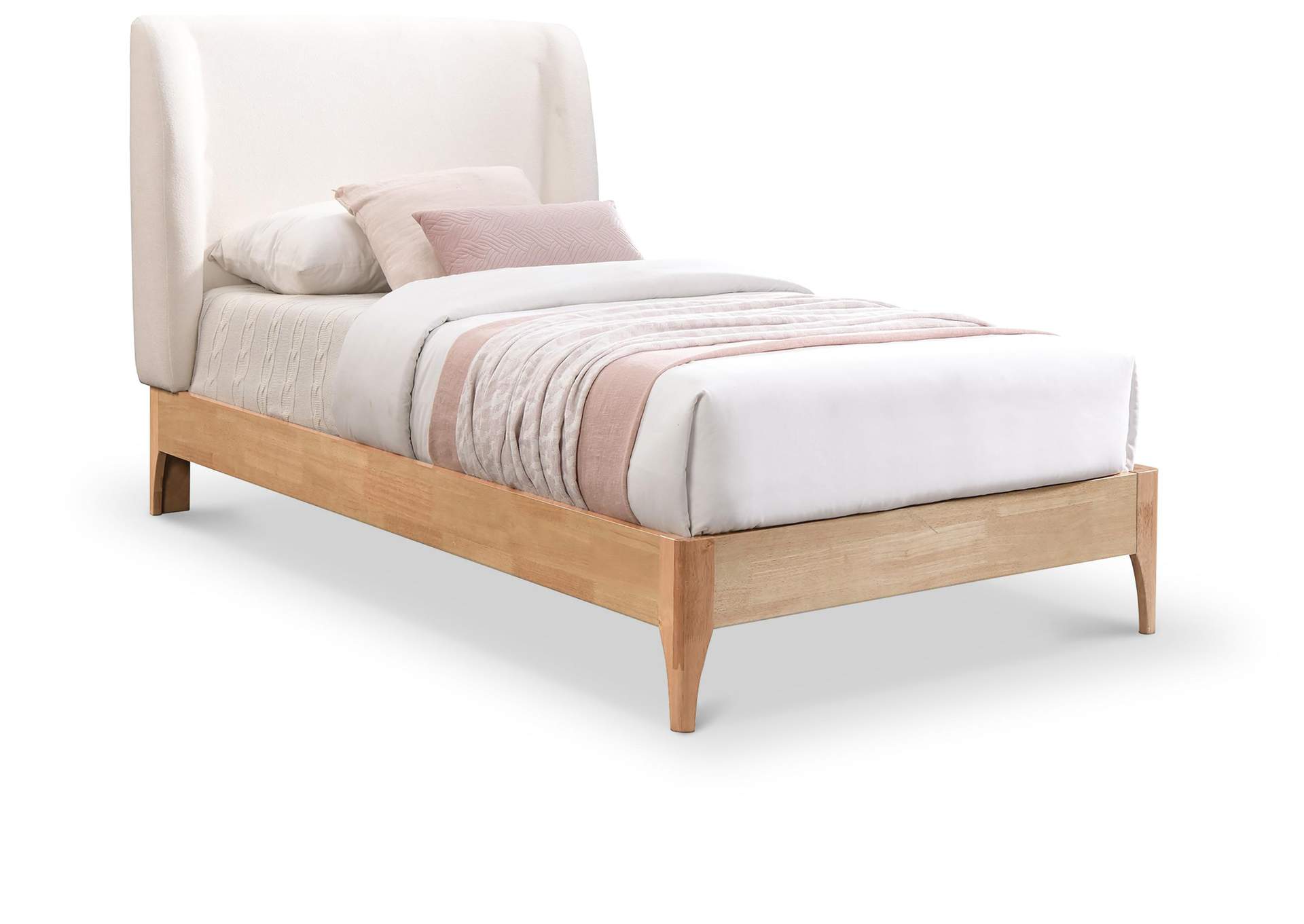 Ventura Cream Polyester Fabric Twin Bed,Meridian Furniture