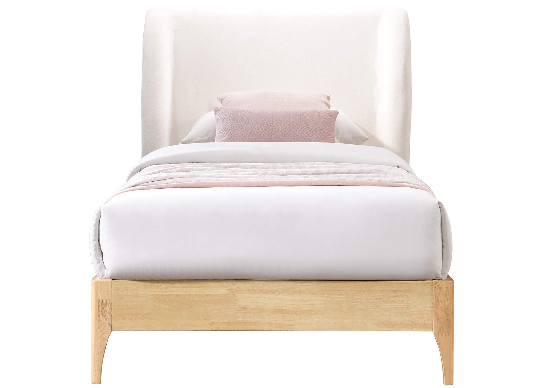 Ventura Cream Polyester Fabric Twin Bed,Meridian Furniture