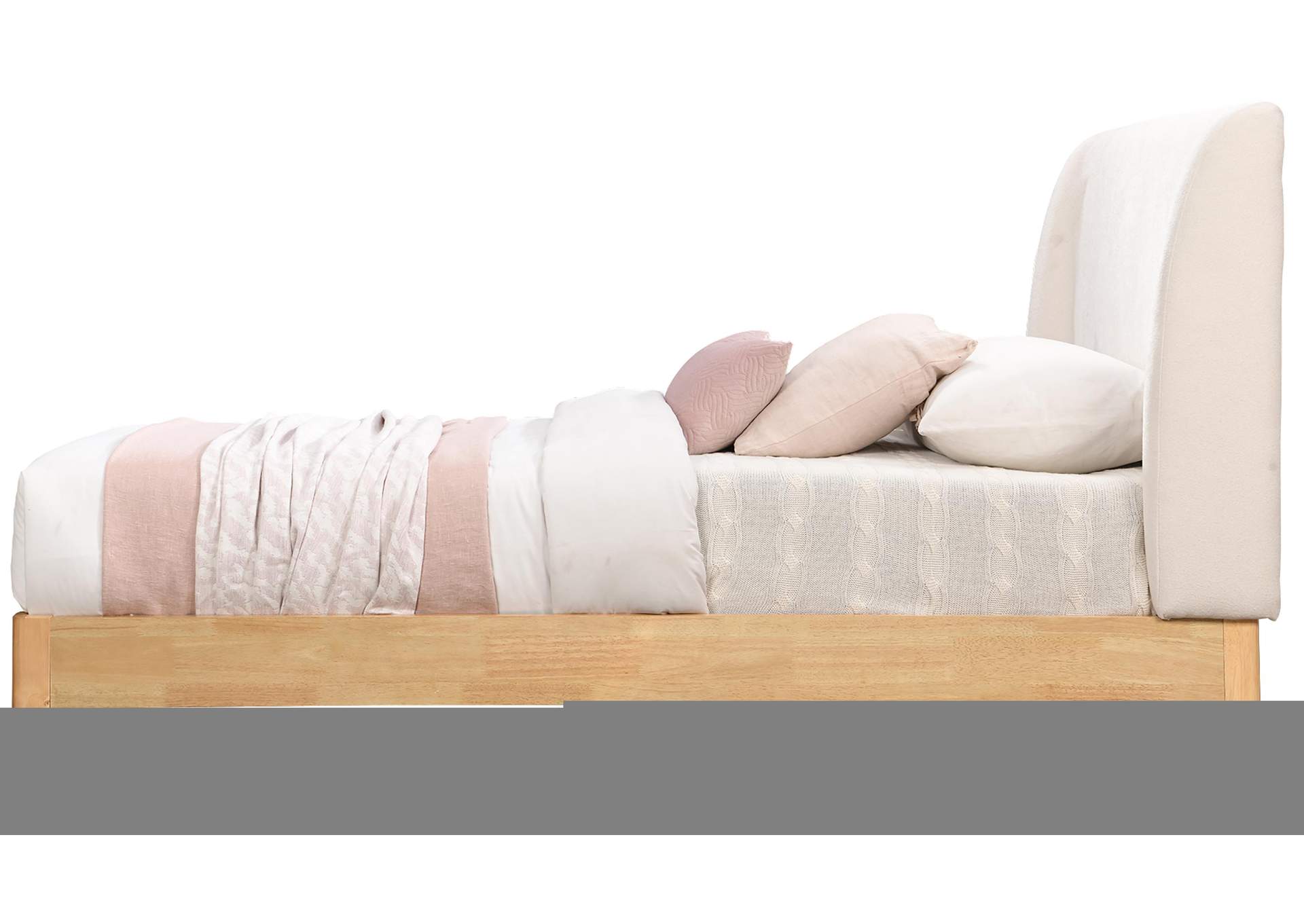 Ventura Cream Polyester Fabric Twin Bed,Meridian Furniture