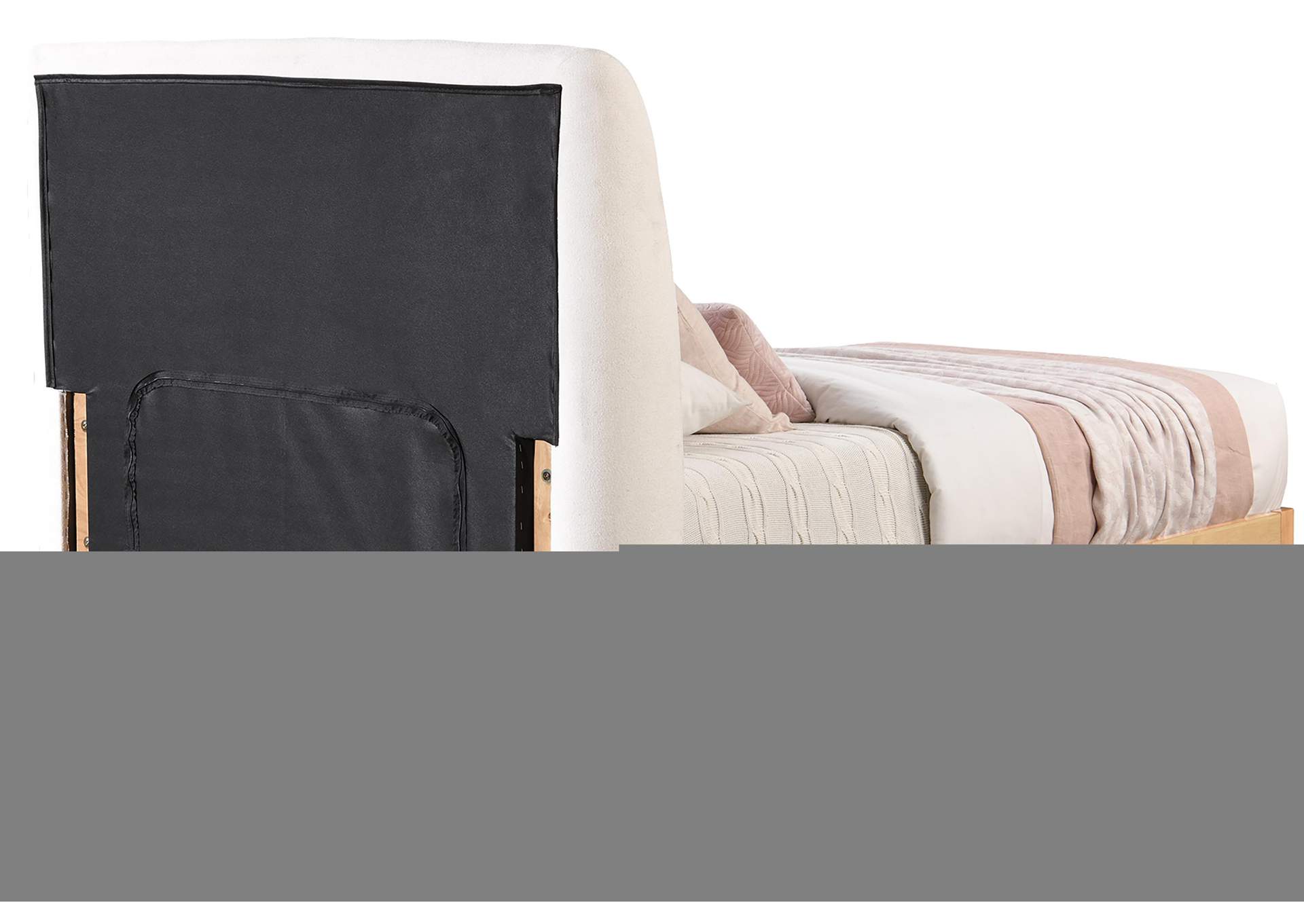 Ventura Cream Polyester Fabric Twin Bed,Meridian Furniture