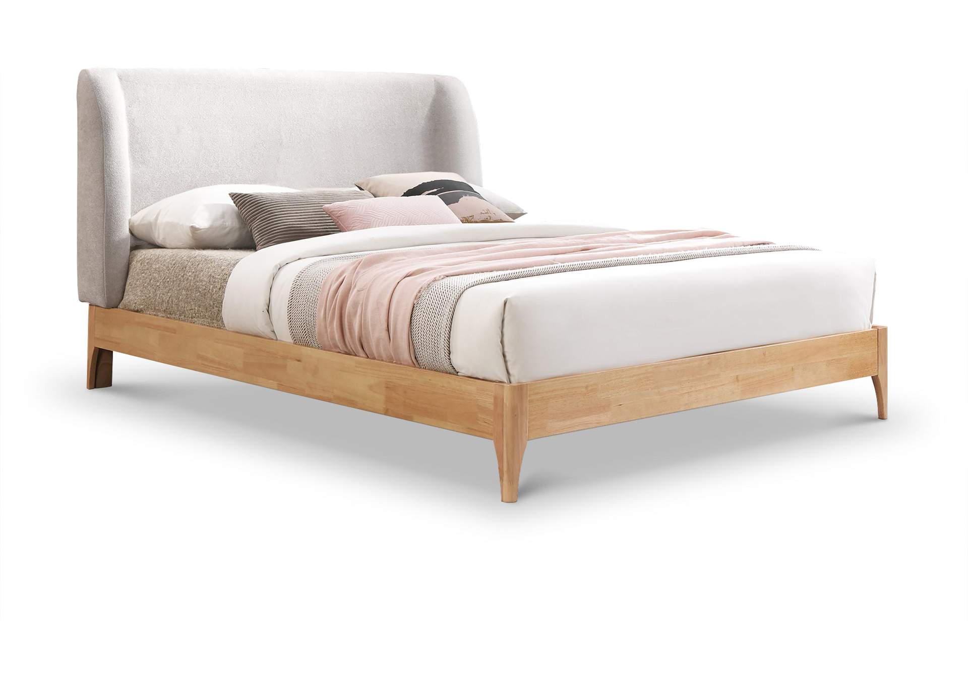 Ventura Grey Polyester Fabric Queen Bed,Meridian Furniture