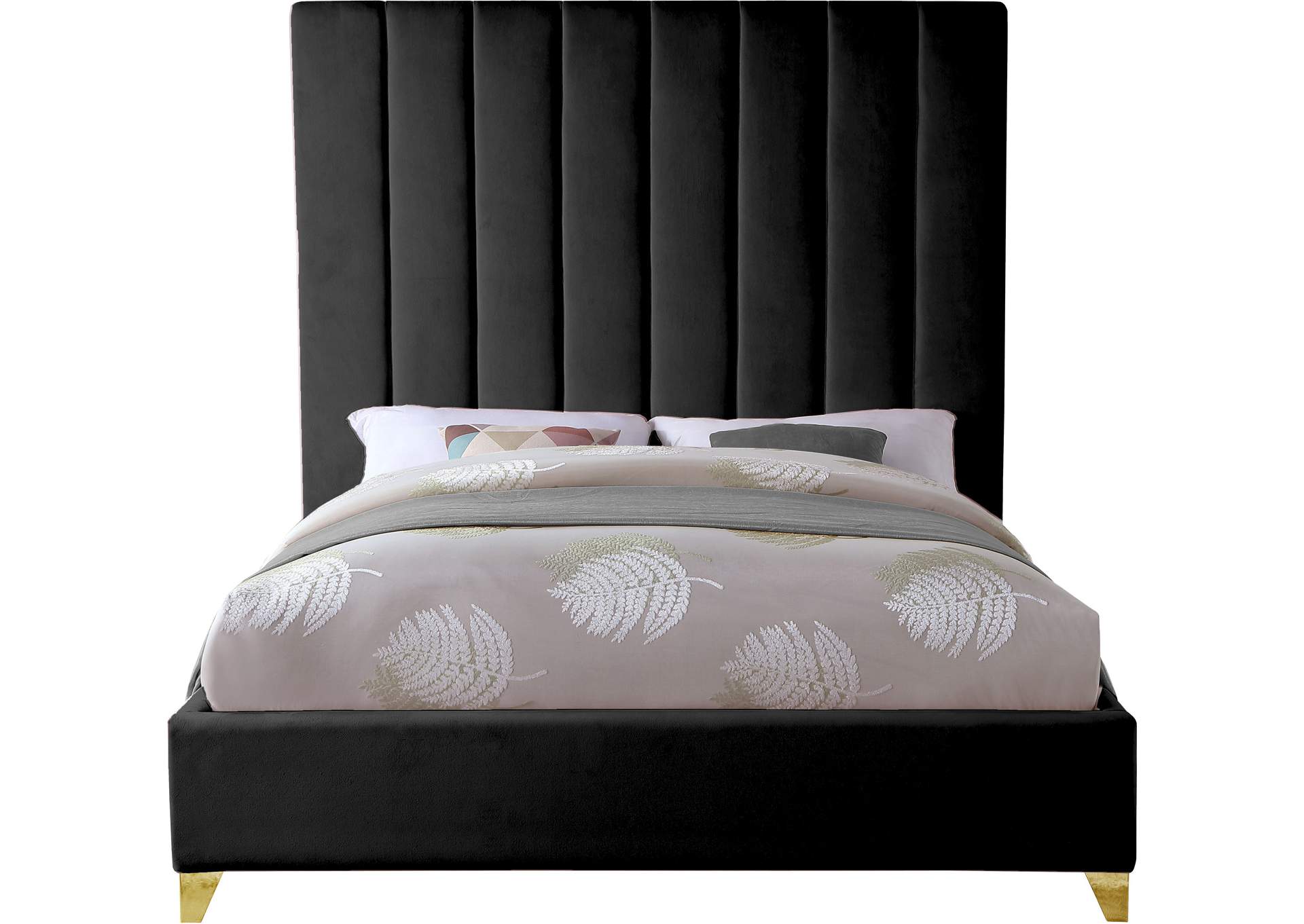 Via Black Velvet Full Bed,Meridian Furniture