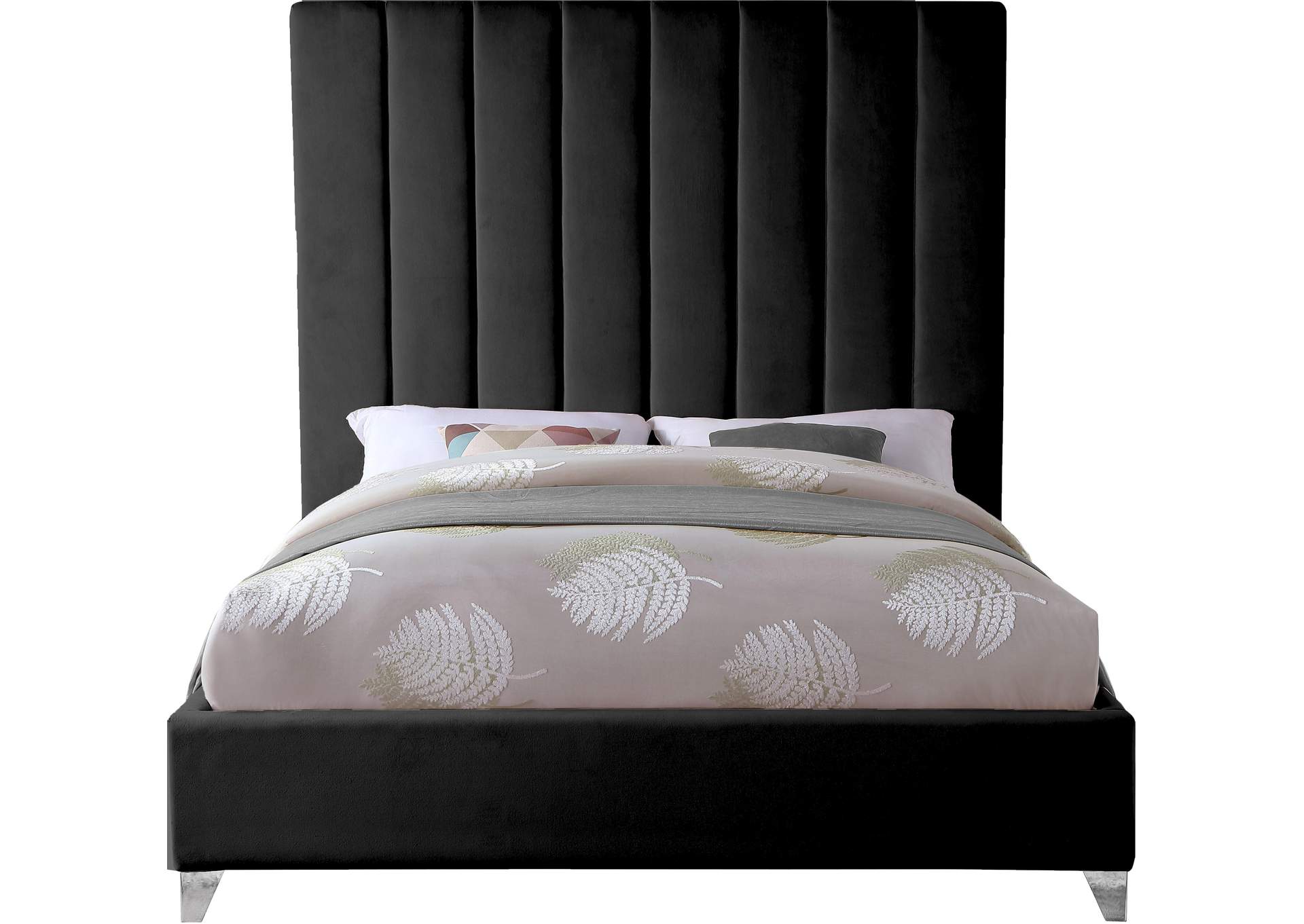 Via Black Velvet King Bed,Meridian Furniture