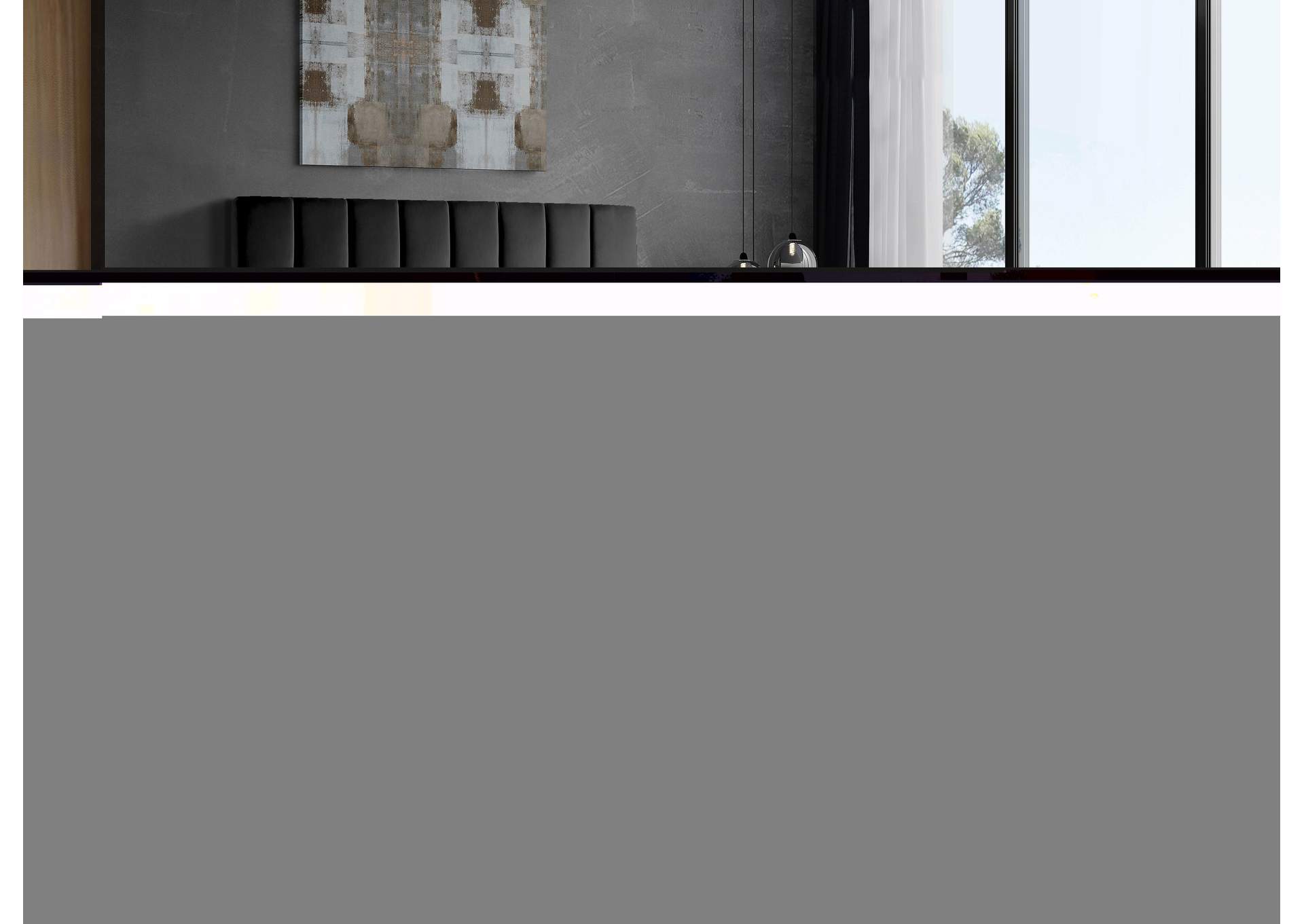 Via Black Velvet Queen Bed,Meridian Furniture
