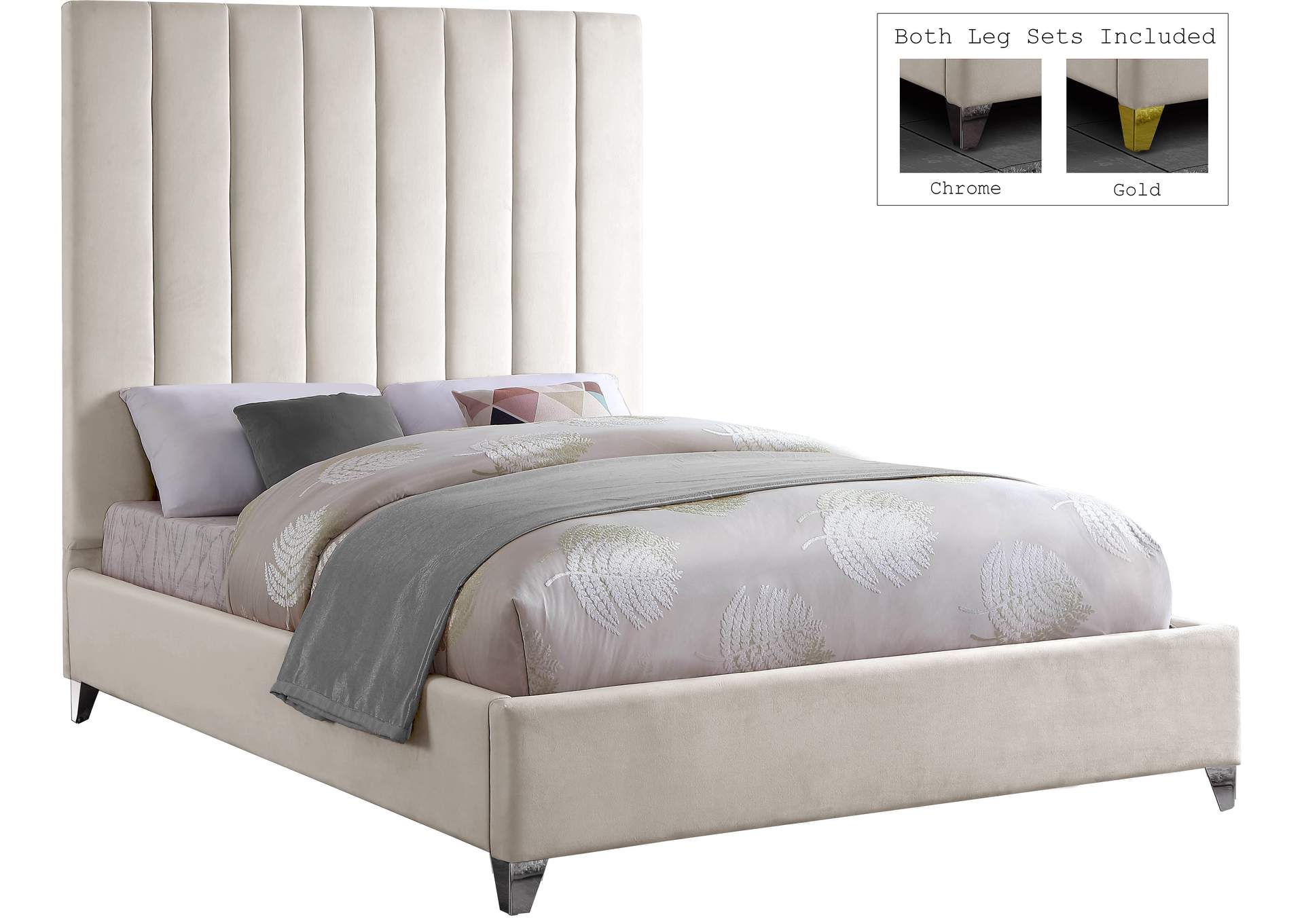 Via Cream Velvet Full Bed,Meridian Furniture