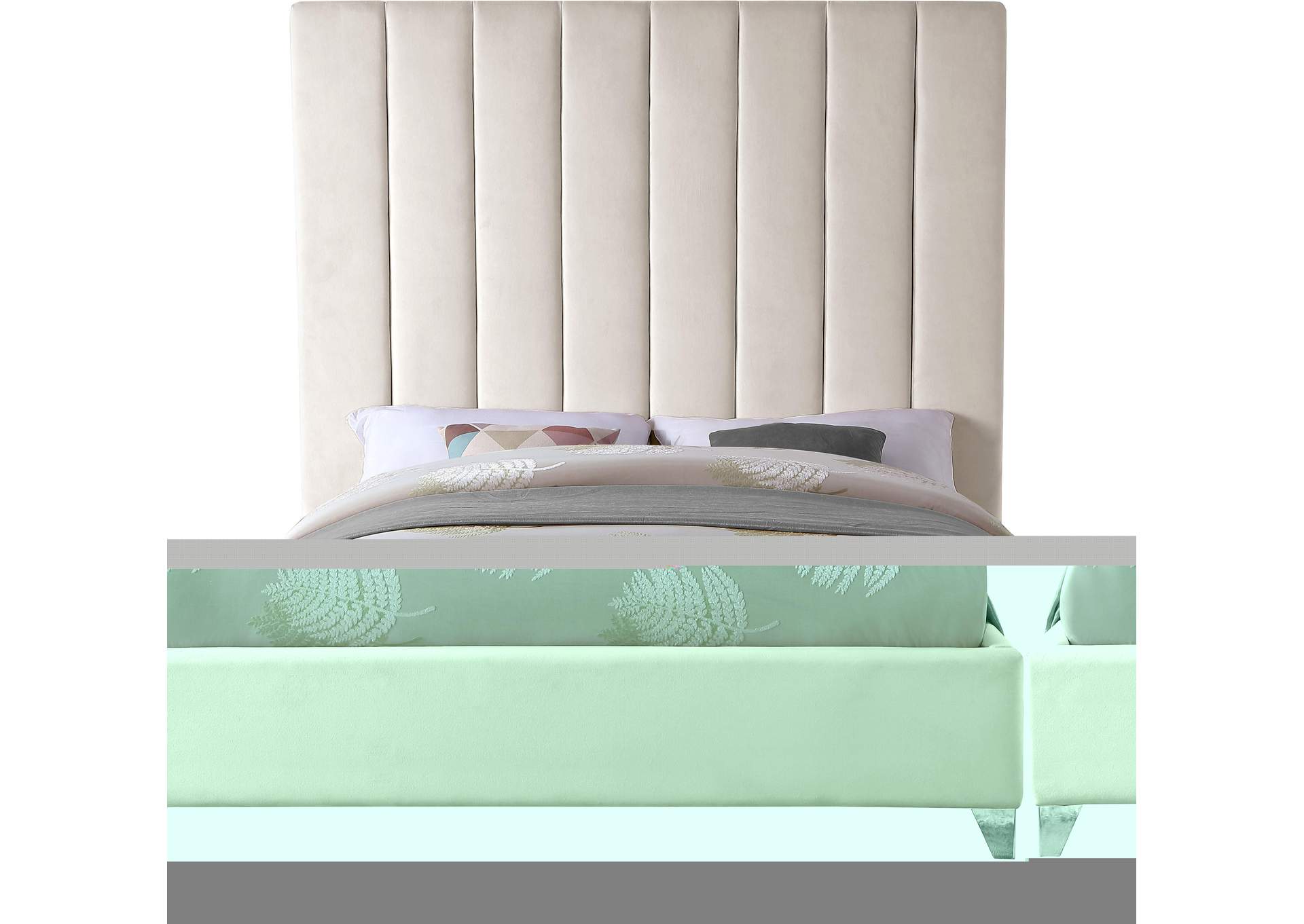 Via Cream Velvet King Bed,Meridian Furniture