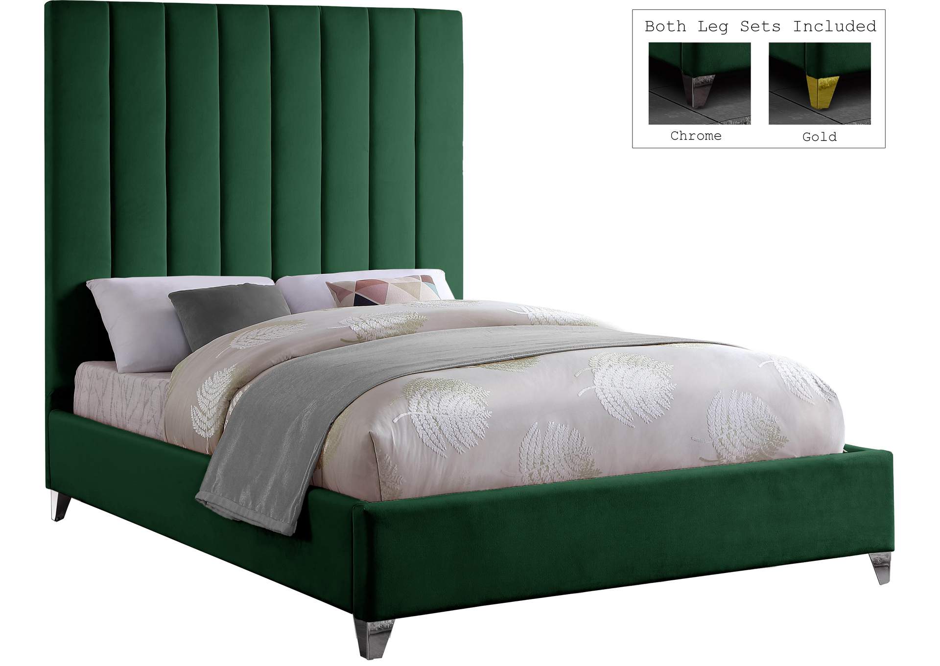 Via Green Velvet Full Bed,Meridian Furniture