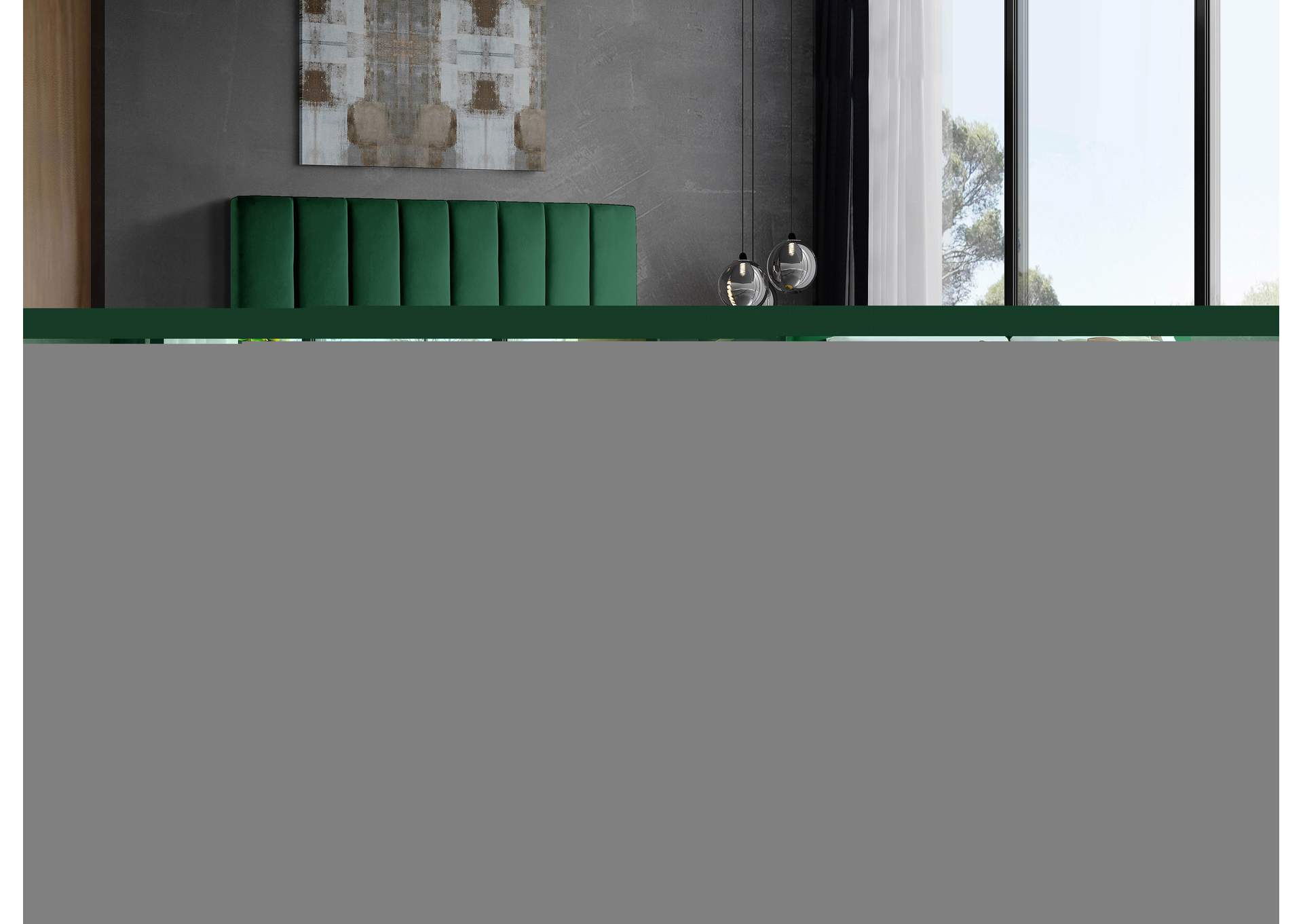 Via Green Velvet Queen Bed,Meridian Furniture