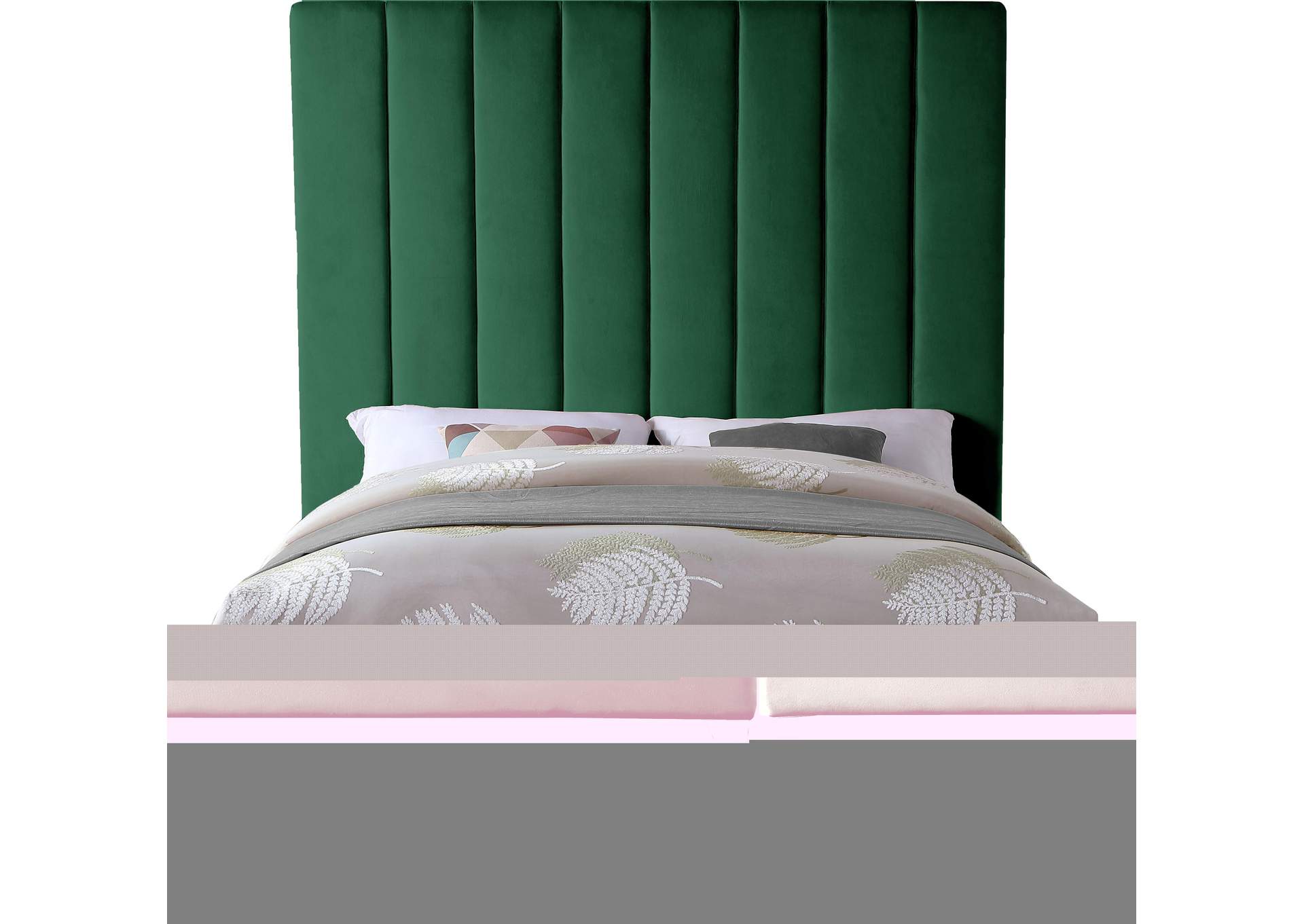 Via Green Velvet Queen Bed,Meridian Furniture