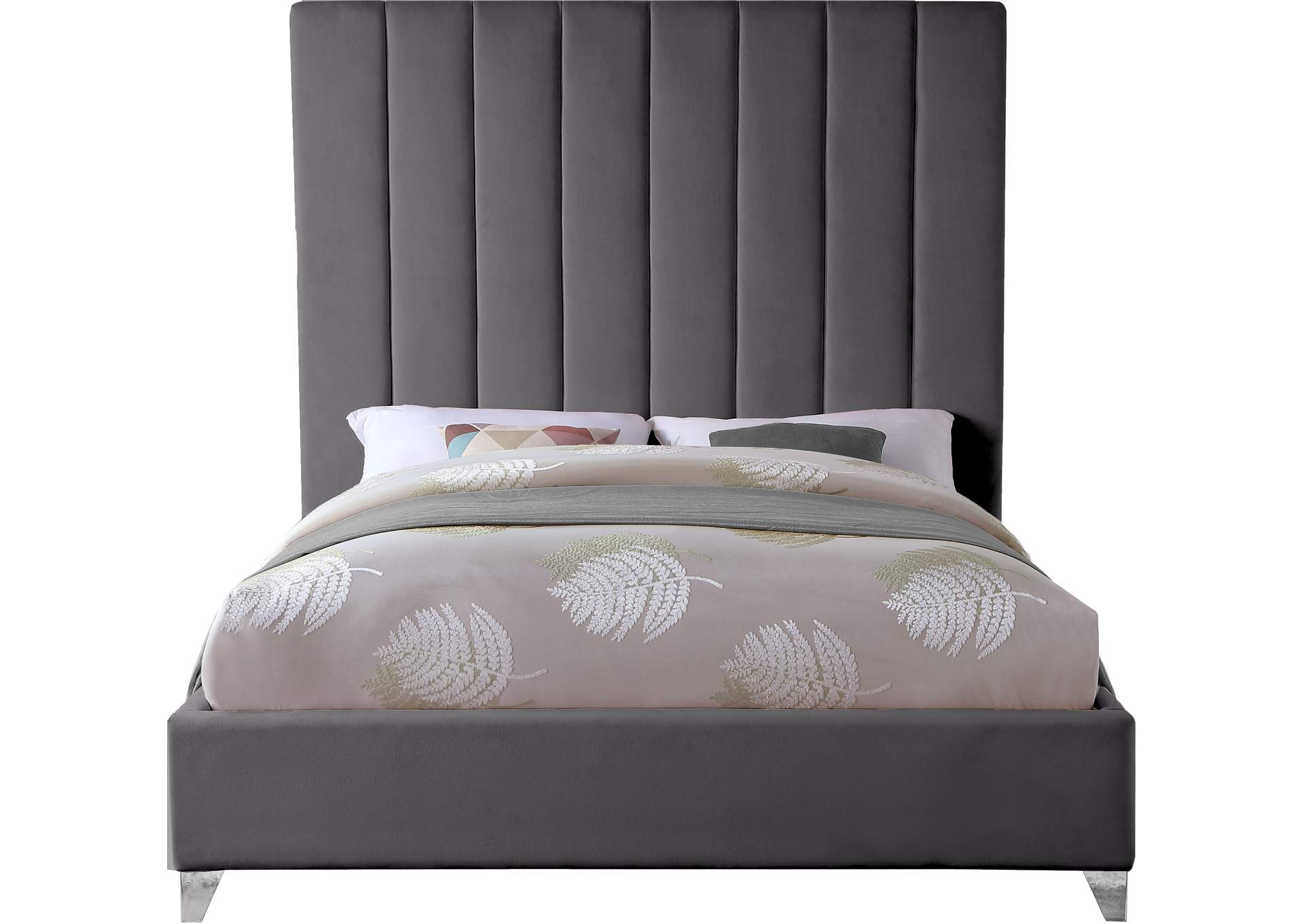 Via Grey Velvet Full Bed,Meridian Furniture