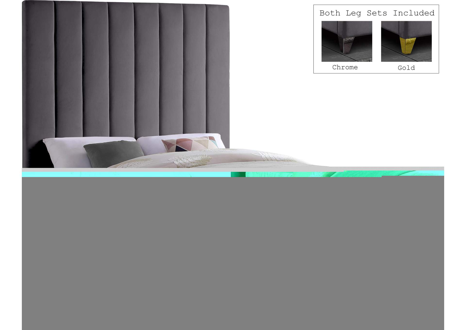Via Grey Velvet King Bed,Meridian Furniture