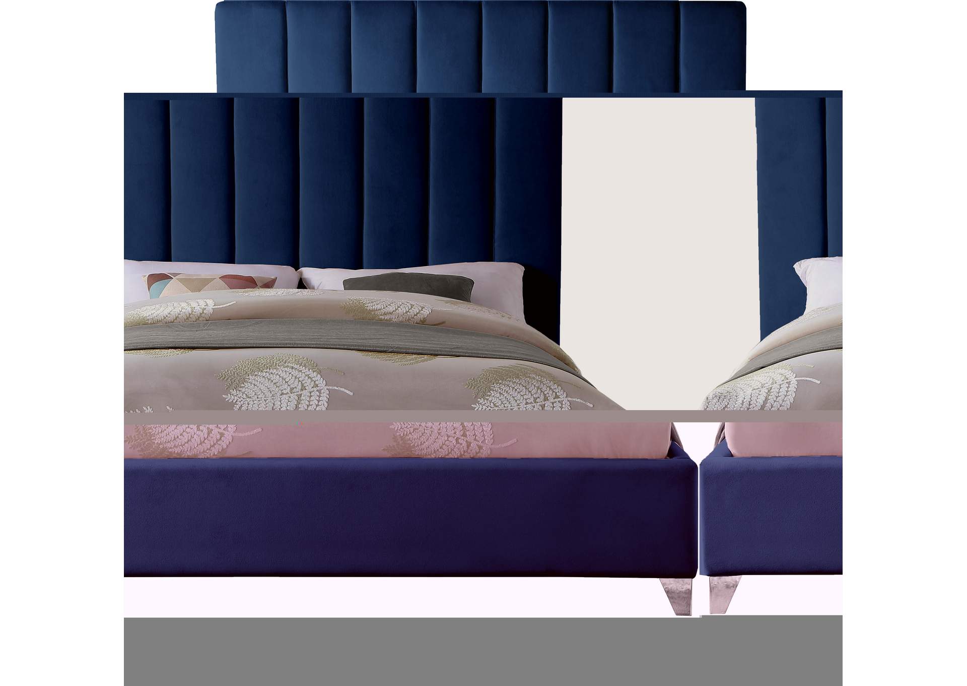 Via Navy Velvet Queen Bed,Meridian Furniture