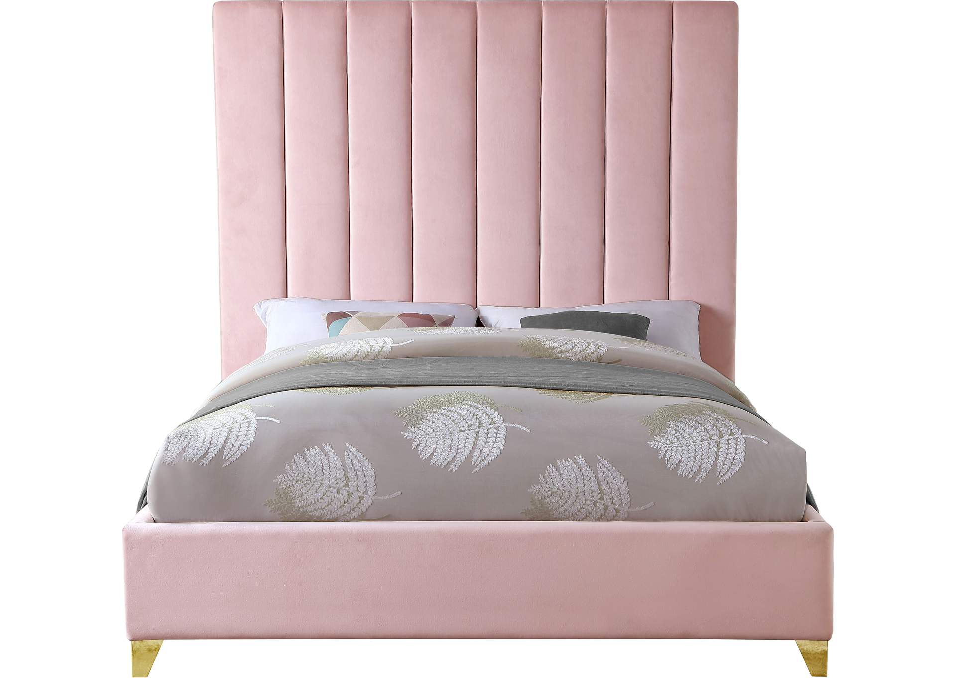 Via Pink Velvet Full Bed,Meridian Furniture