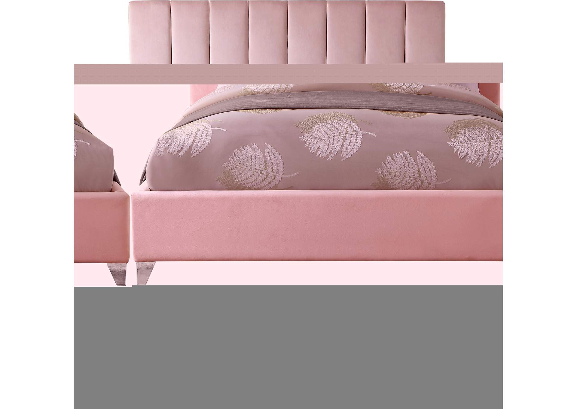 Via Pink Velvet King Bed,Meridian Furniture