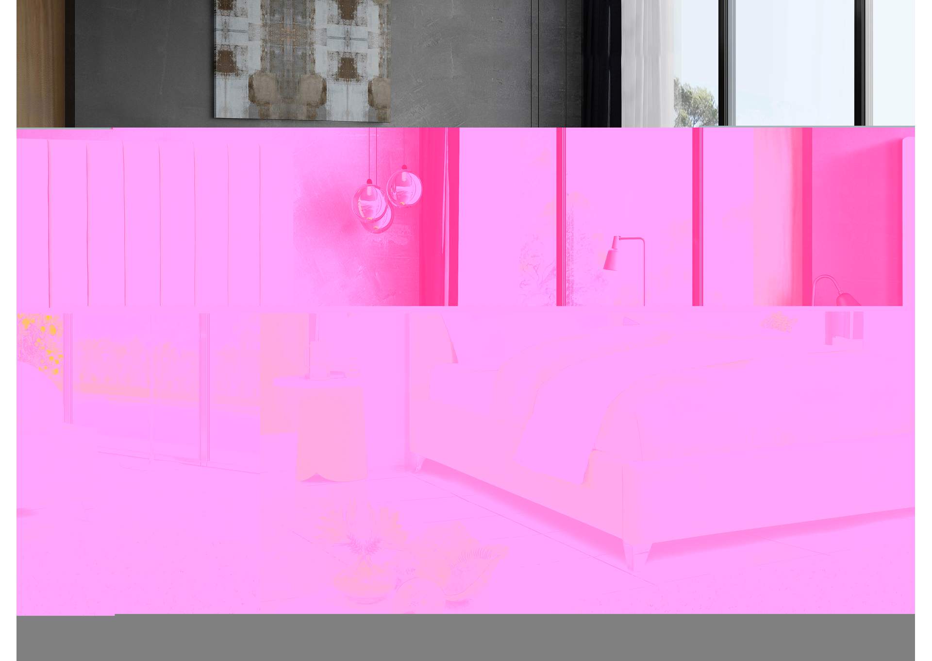 Via Pink Velvet Queen Bed,Meridian Furniture