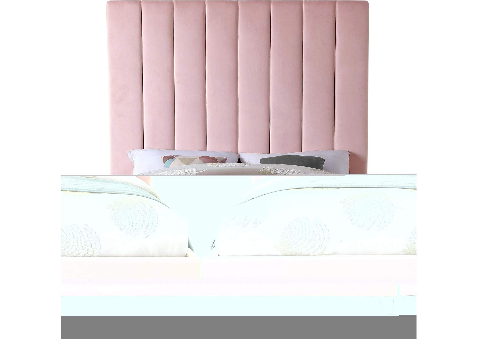 Via Pink Velvet Queen Bed,Meridian Furniture