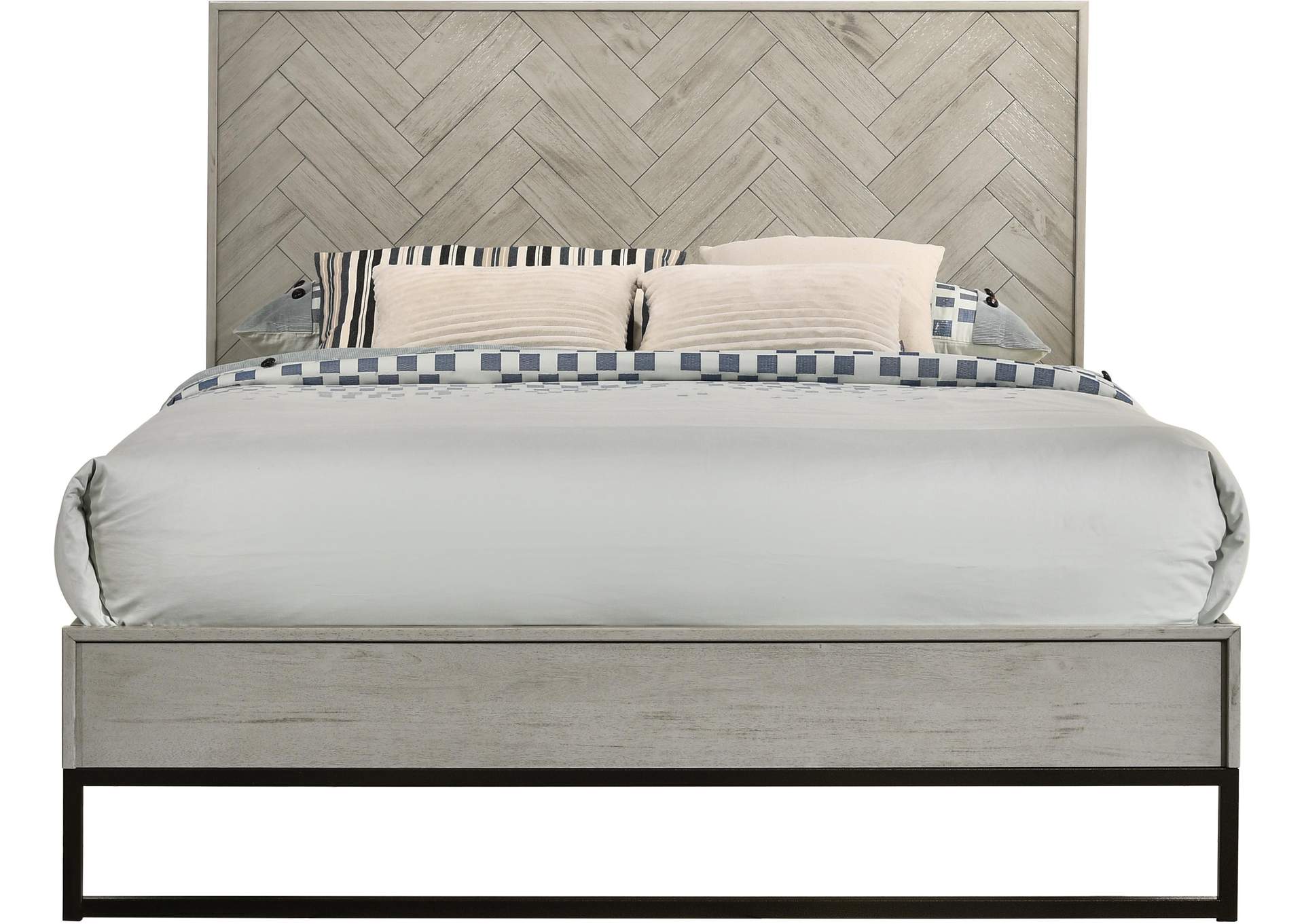Weston Grey Stone King Bed (3 Boxes),Meridian Furniture