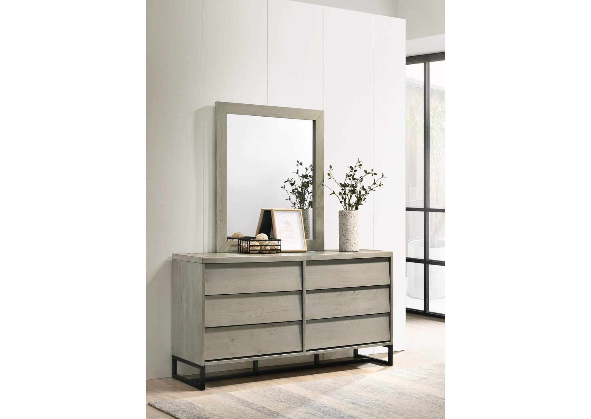 Weston Grey Stone Mirror,Meridian Furniture