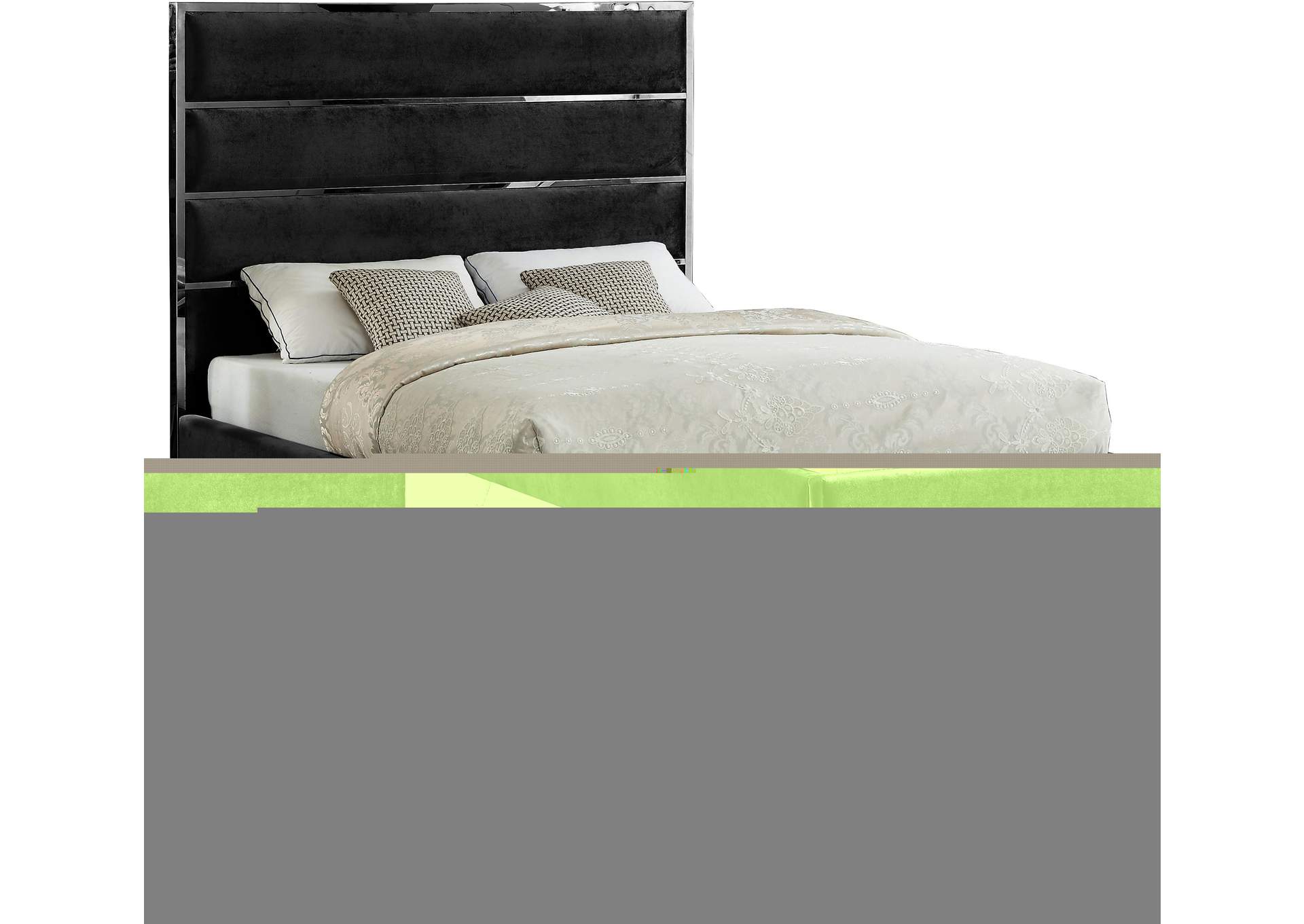 Zuma Black Velvet King Bed,Meridian Furniture