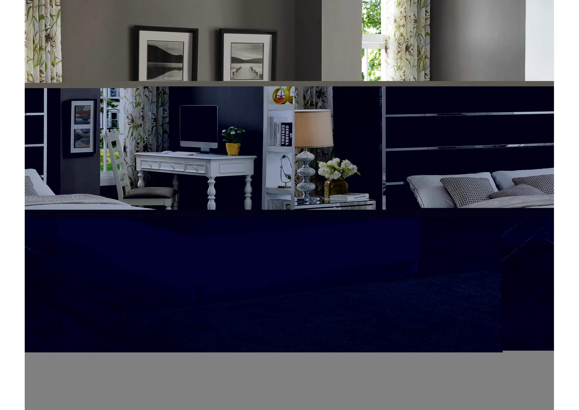 Zuma Black Velvet King Bed,Meridian Furniture