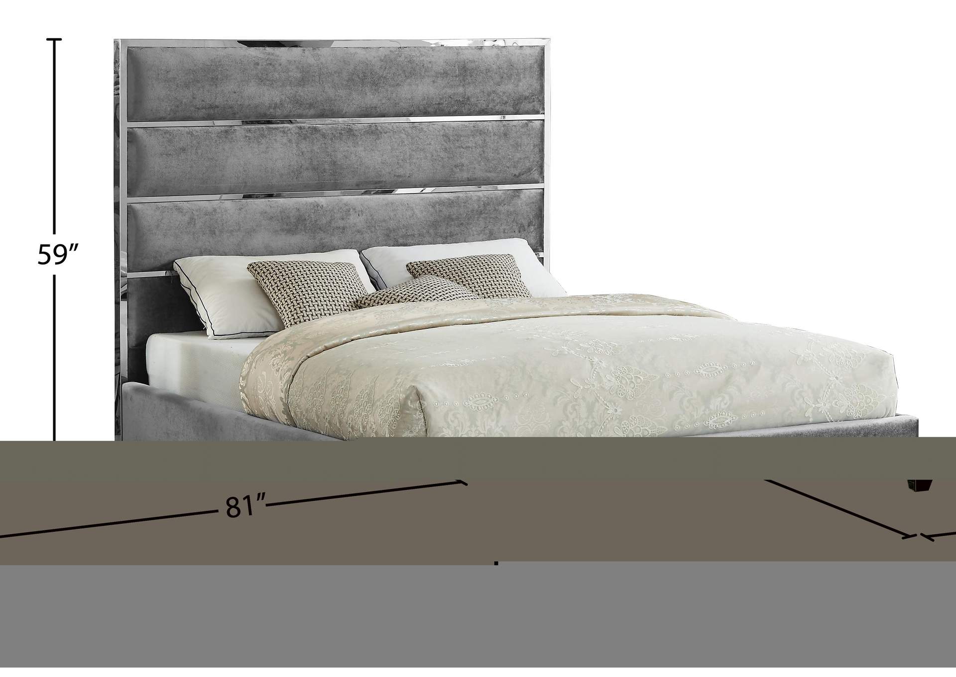 Zuma Grey Velvet King Bed,Meridian Furniture
