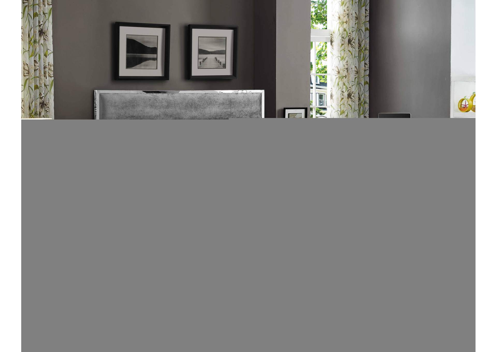 Zuma Grey Velvet King Bed,Meridian Furniture