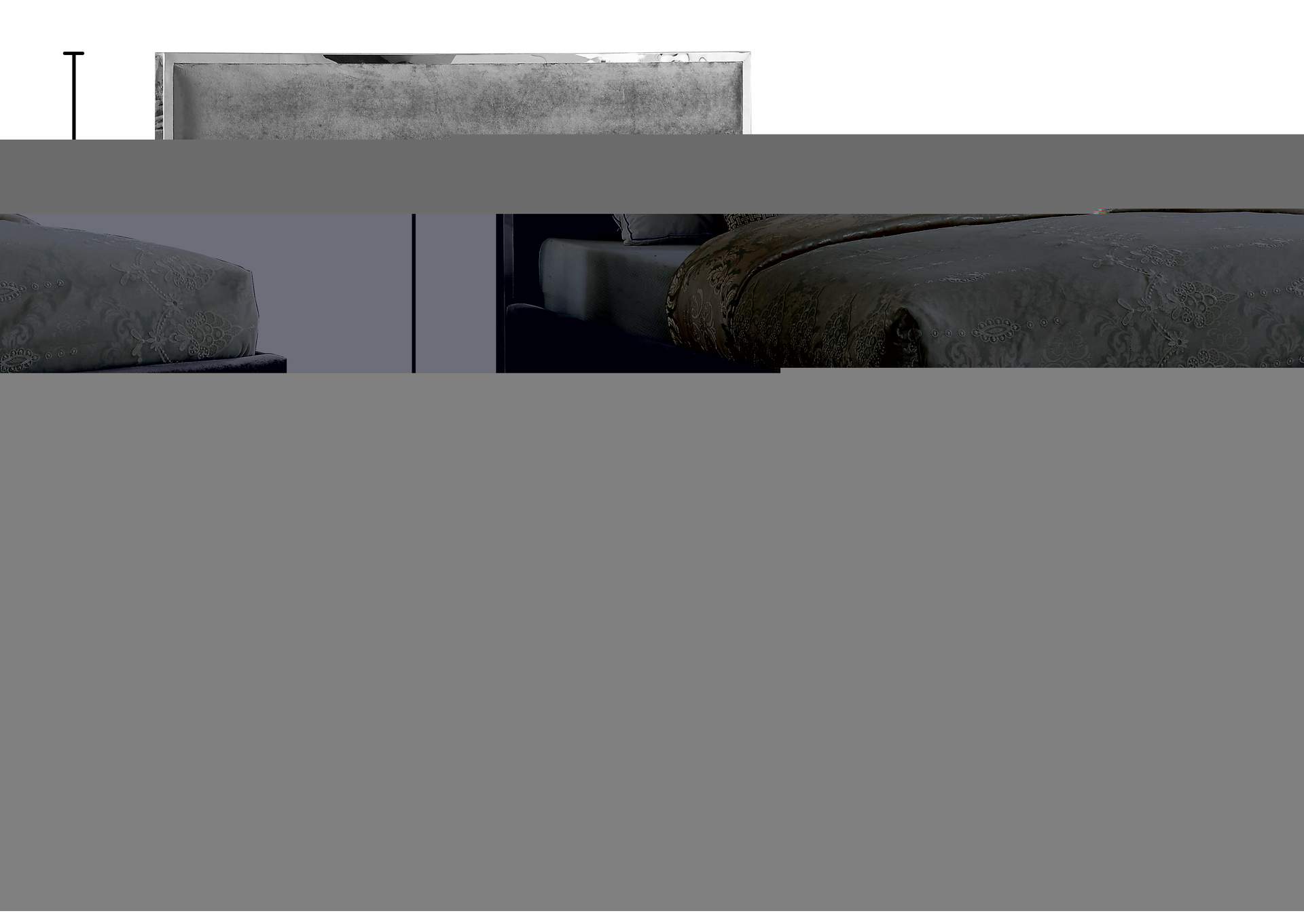 Zuma Grey Velvet Queen Bed,Meridian Furniture